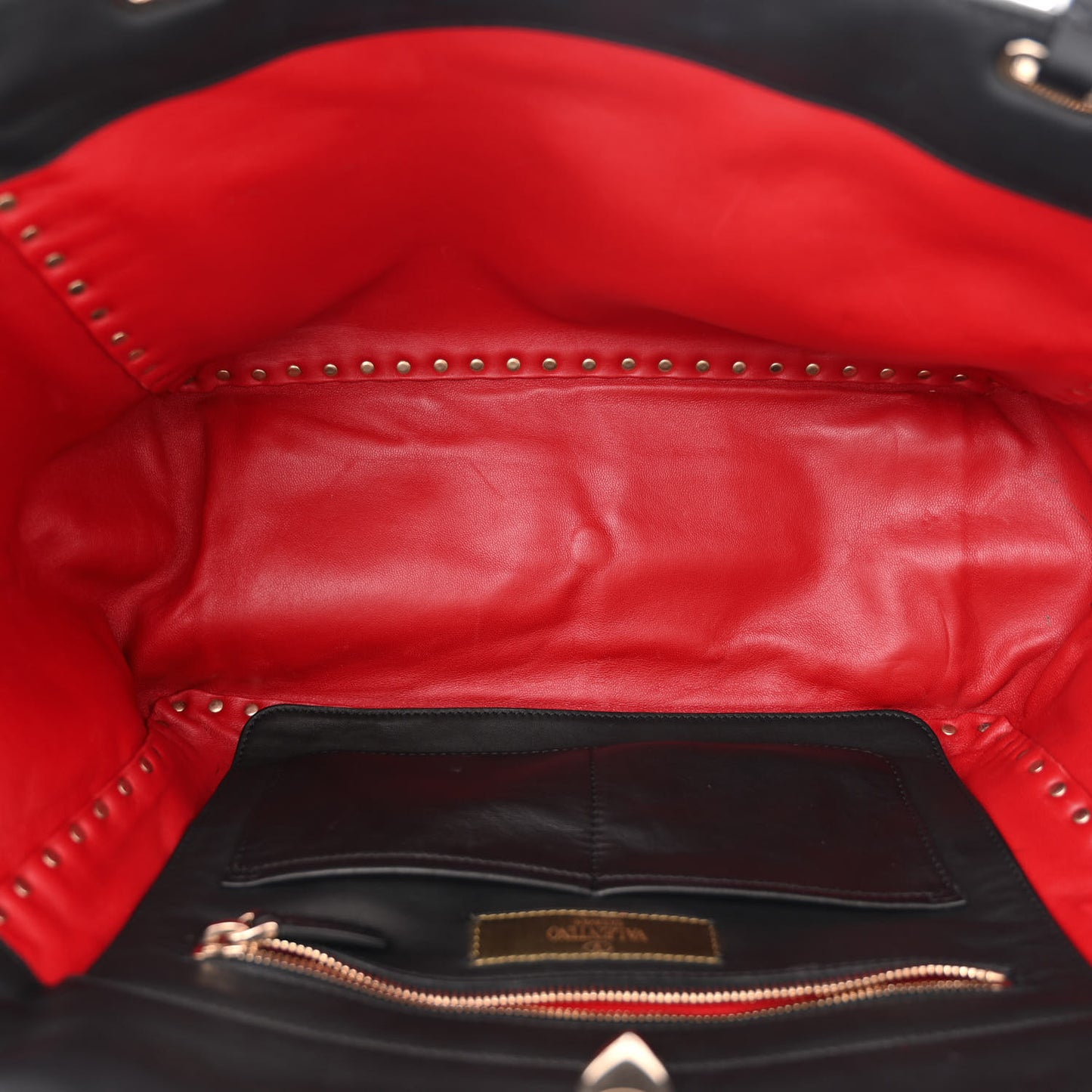 Nappa Canvas Camouflage Medium Rockstud Tote Red