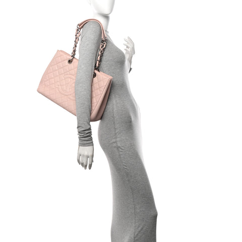 Caviar Quilted Grand Shopping Tote GST Light Pink