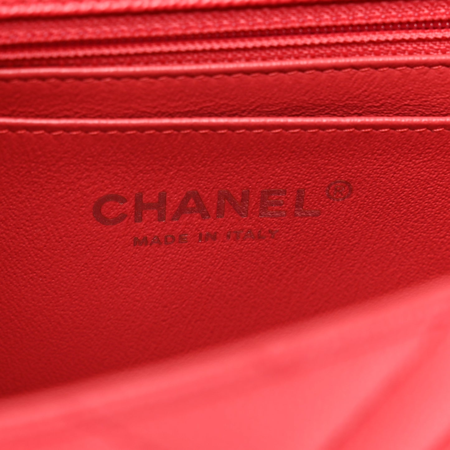 Caviar Chevron Quilted Mini Rectangular Flap Red