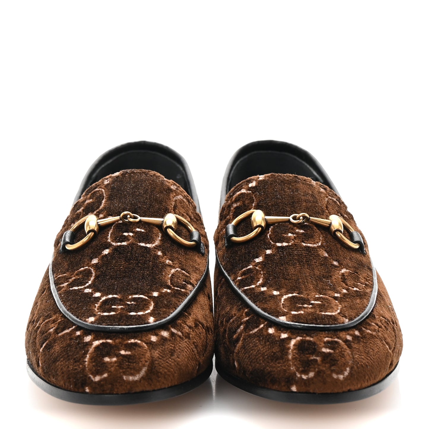Velvet GG Monogram Horsebit Womens Jordaan Loafers 36 Brown Black