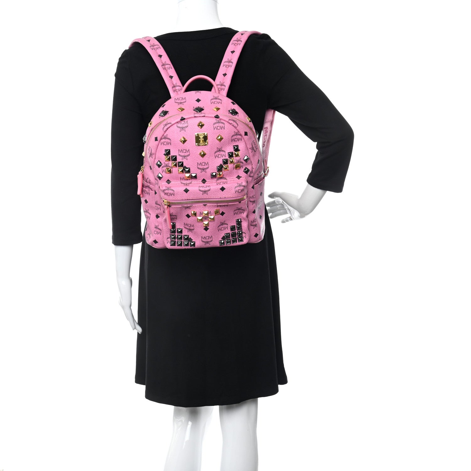 MCM Visetos Studded Small Stark M Backpack Pink 2 of 10