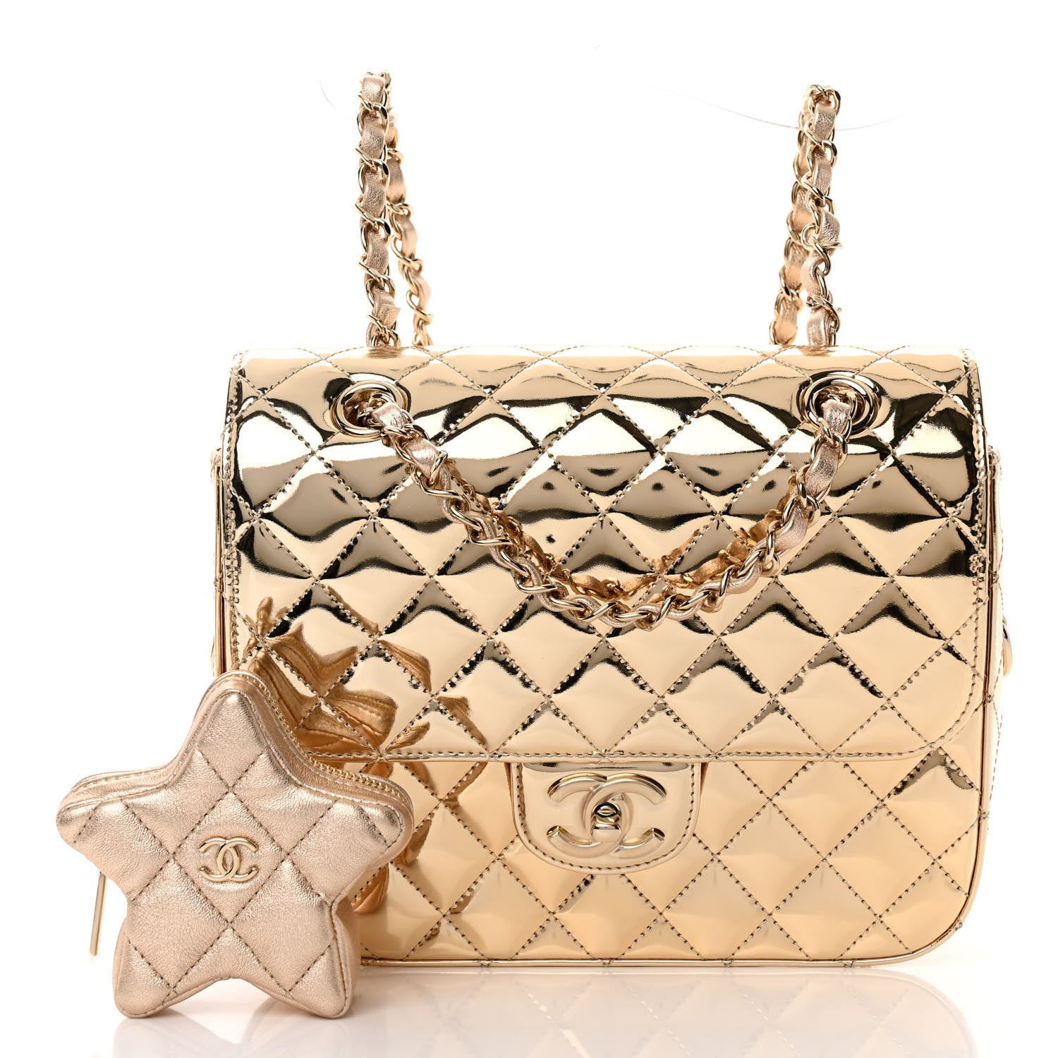 Chanel Mirror Calfskin Metallic Calfskin Quilted Hollywood