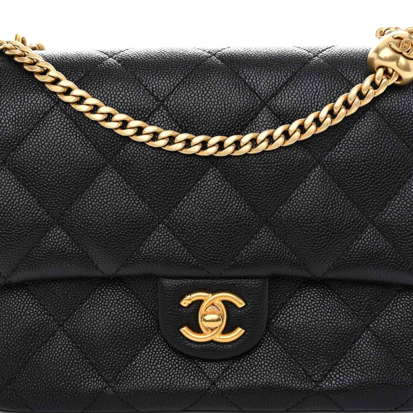 Caviar Quilted Sweetheart Flap Black