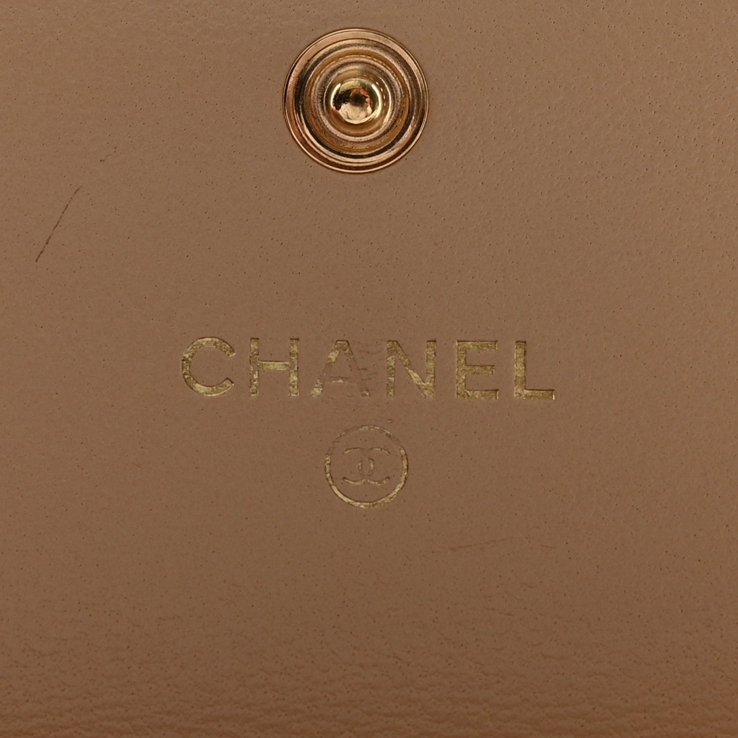 Shiny Goatskin Quilted Chanel 19 Flap Wallet Beige