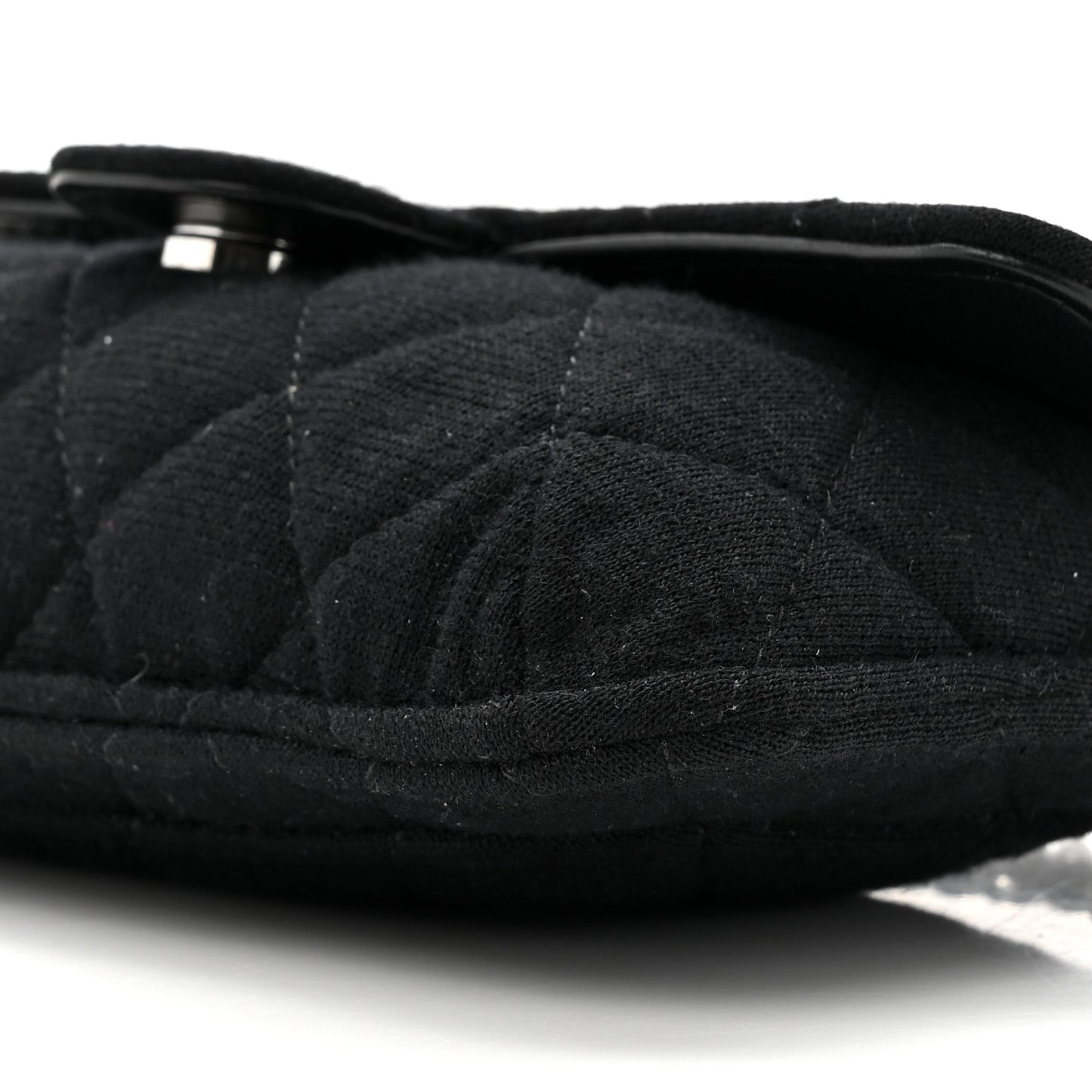 Jersey Fabric Quilted Foldable Tote With Chain Black Multicolor