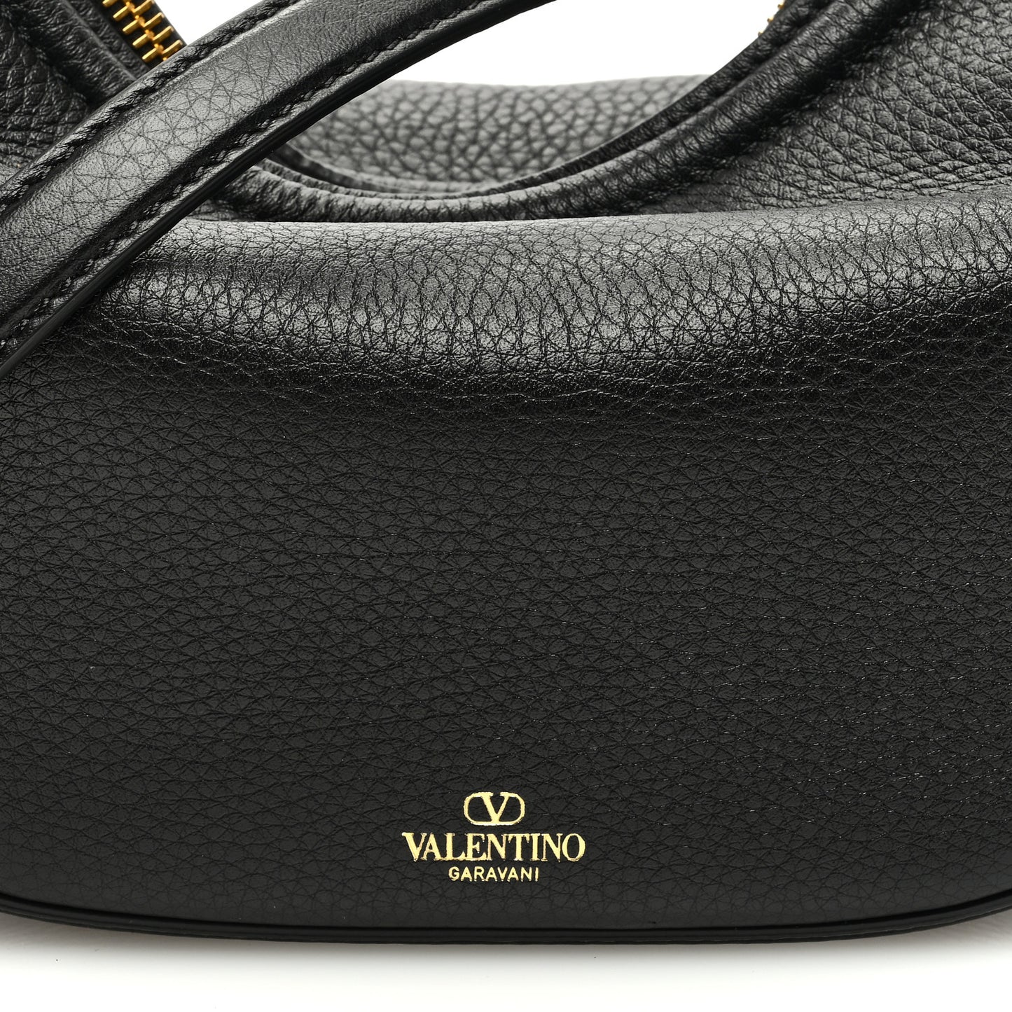 Grainy Calfskin Small Vlogo Moon Hobo Bag Black