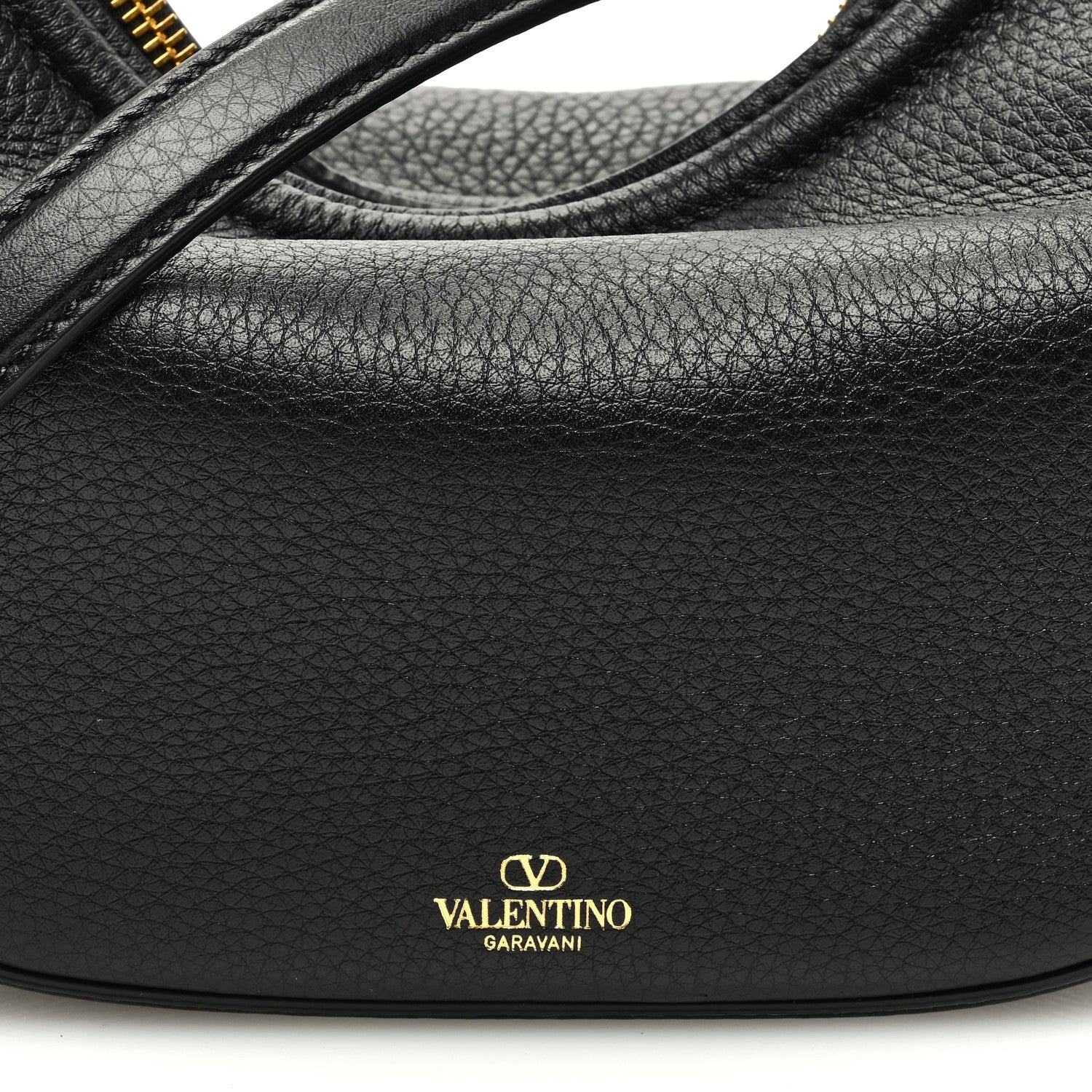 Valentino Garavani Grainy Calfskin Small Vlogo Moon Hobo Bag Black 7 of 9