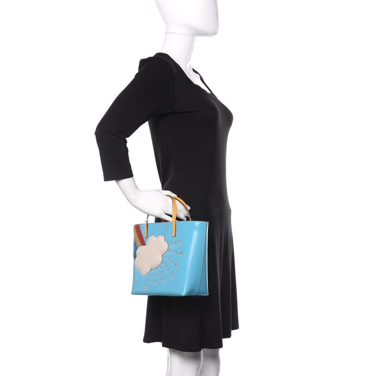 Calfskin Childrens Rainbow Tote Blue