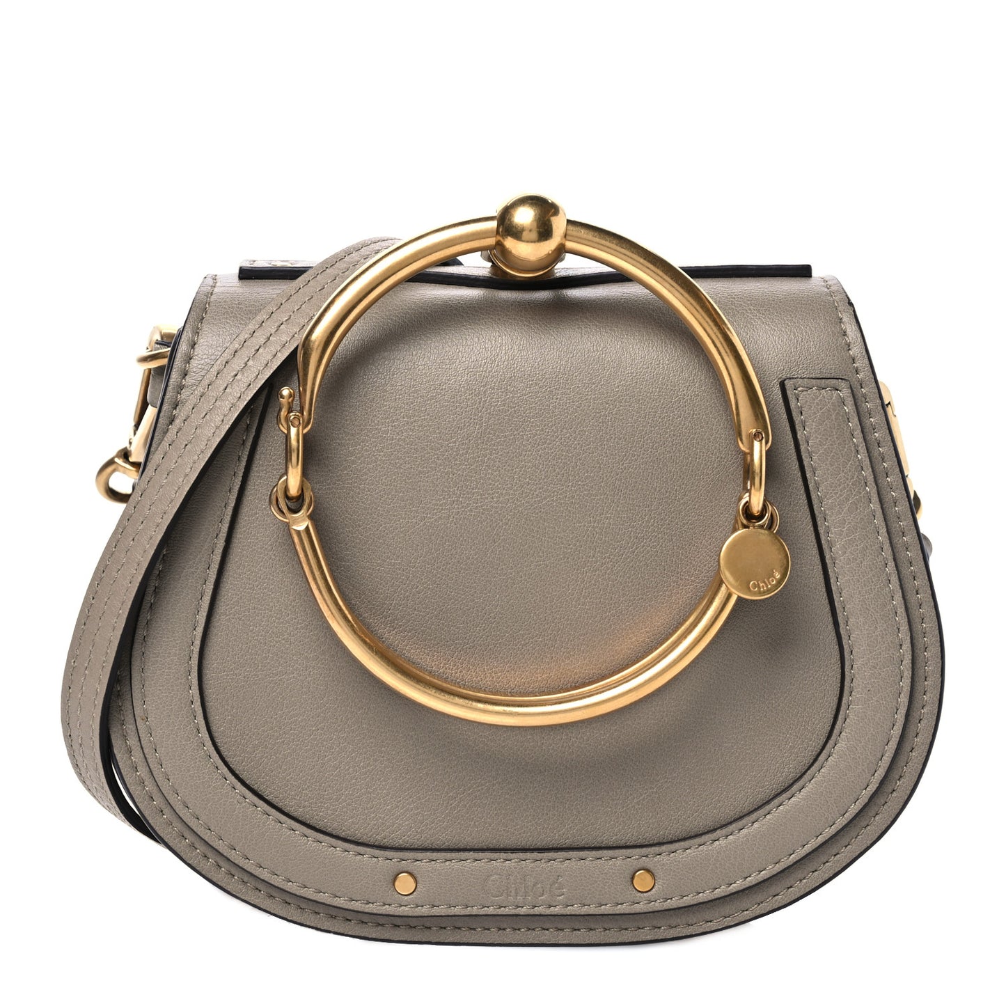 Calfskin Suede Small Nile Bracelet Bag Motty Grey