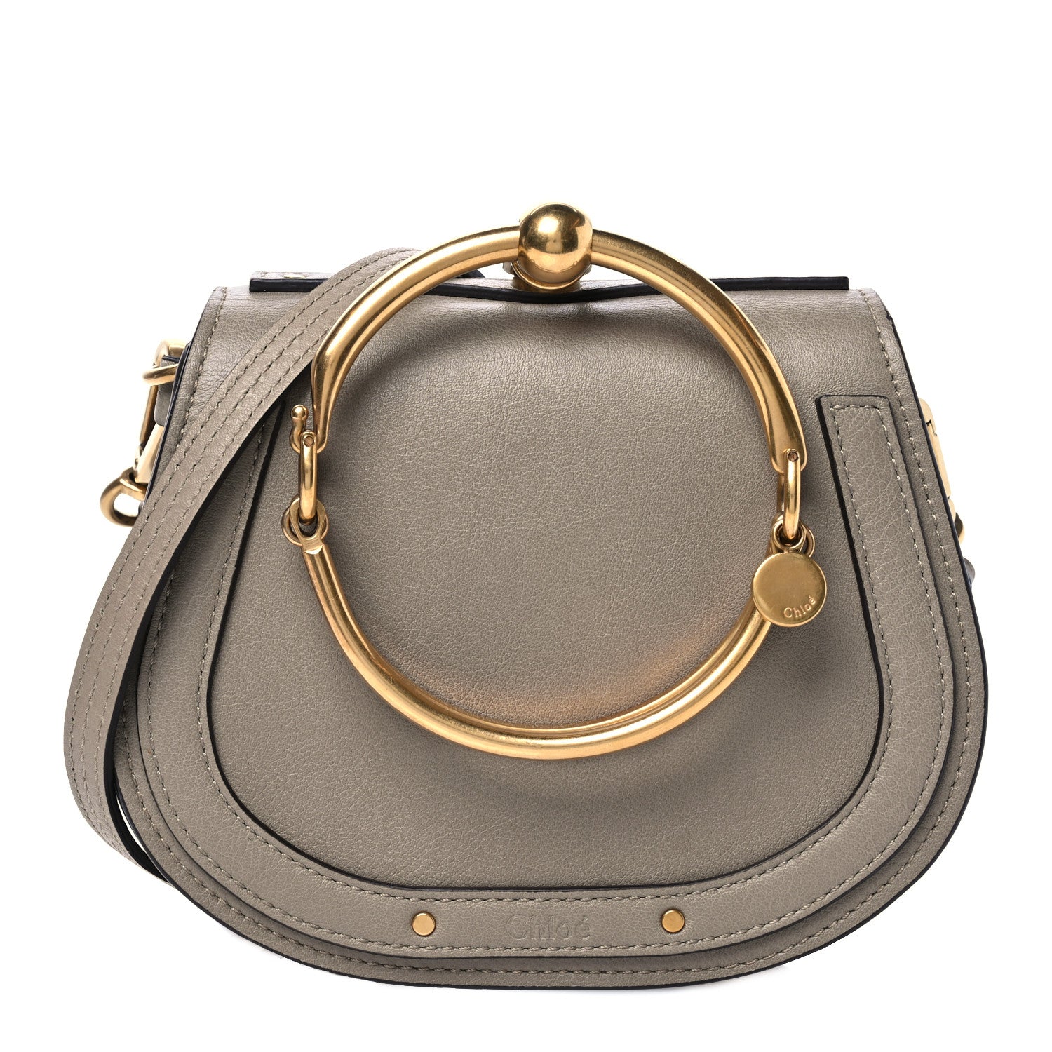 Chloe Calfskin Suede Small Nile Bracelet Bag Motty Grey 1 of 12