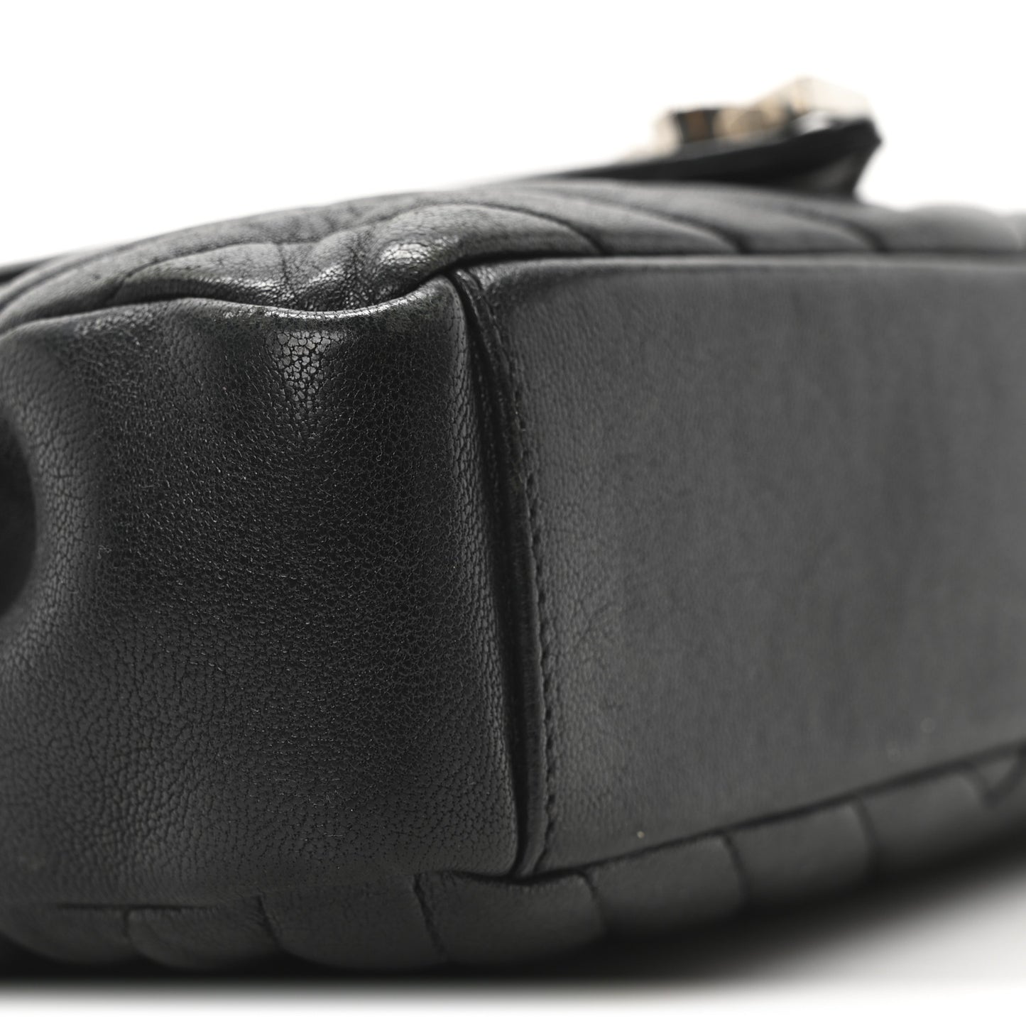 Sheepskin Matelasse Medium Monogram College Punk Chain Satchel Black