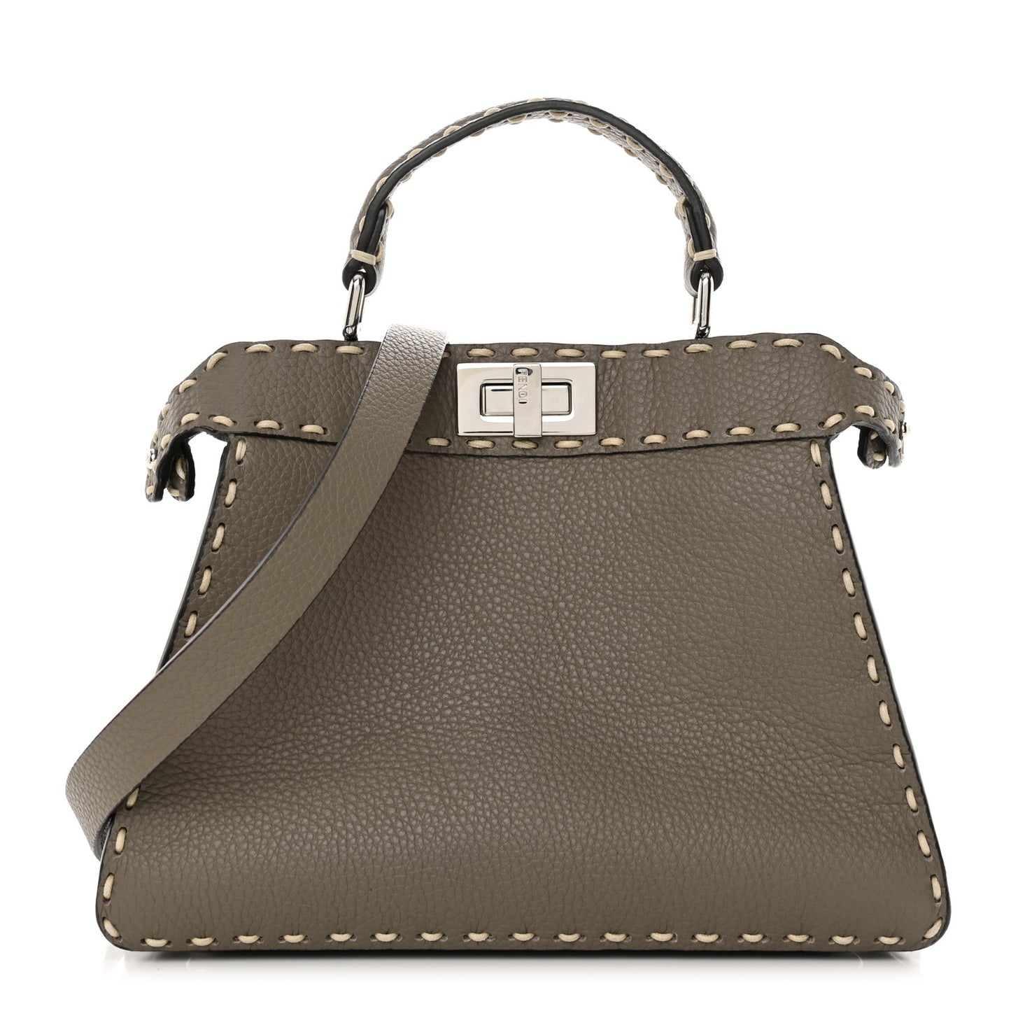 Vitello Granato Camoscio Selleria Macro Stitchings Small Peekaboo I SEE U Satchel Tartufo