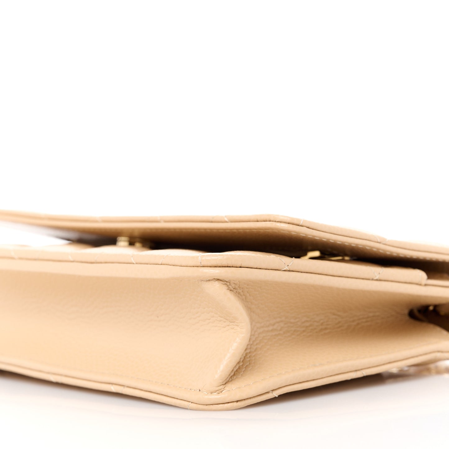 Caviar Quilted Wallet on Chain WOC Beige