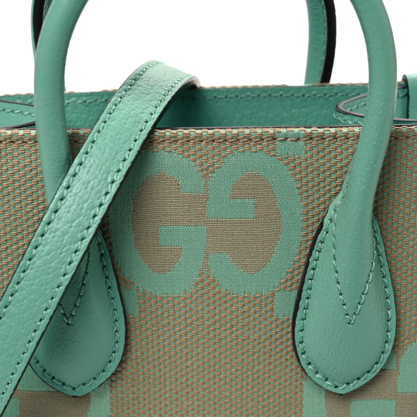 Monogram Jumbo GG Textured Dollar Calfskin Mini Tote Bag Pepperlight Mint