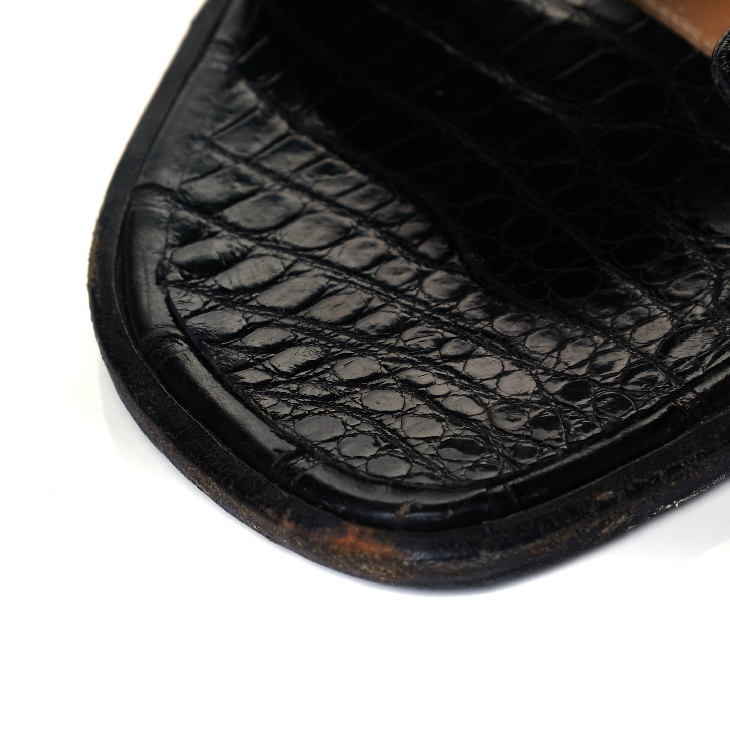 Shiny Alligator Oran Sandals 38 Black