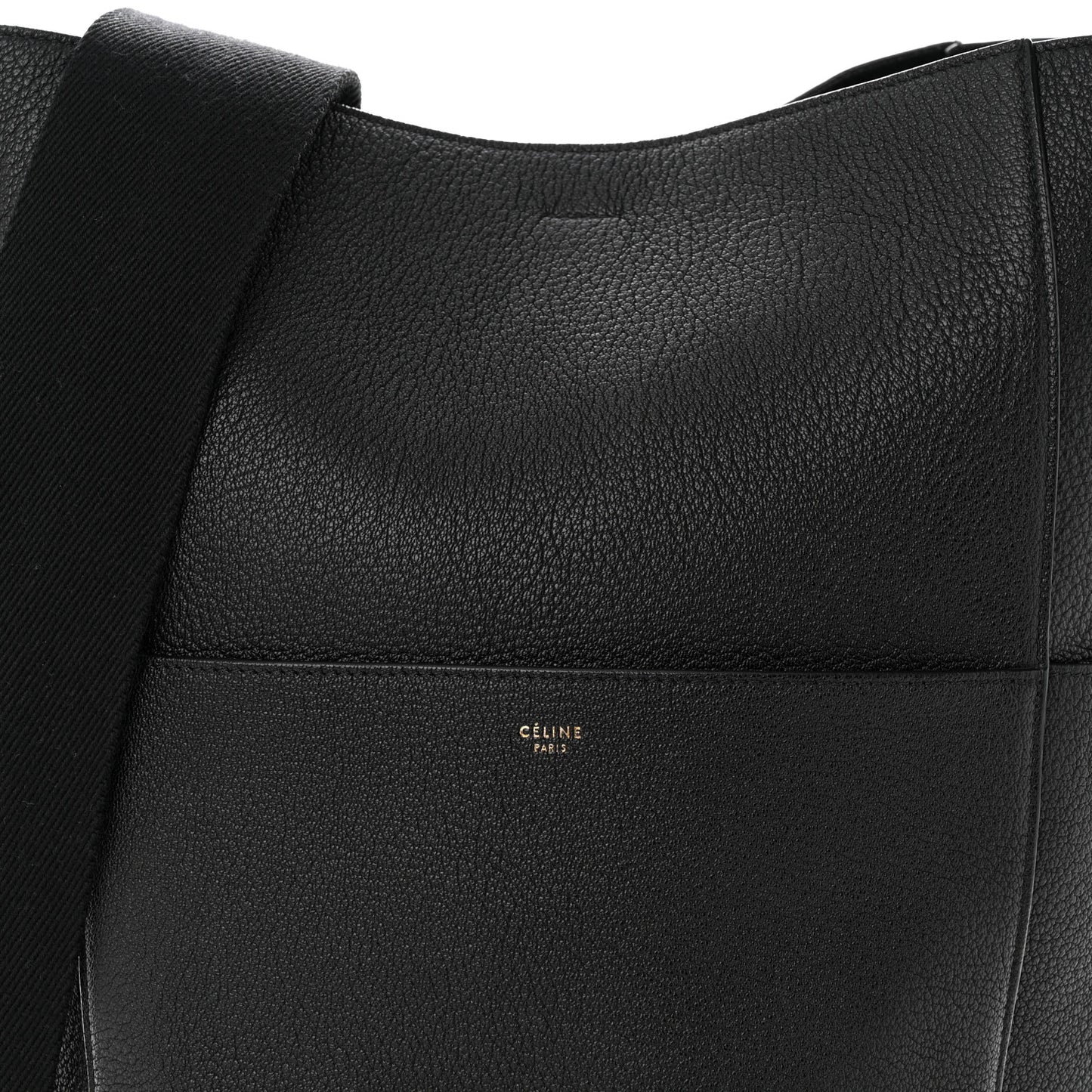 Soft Grained Calfskin Sangle Bucket Bag Black