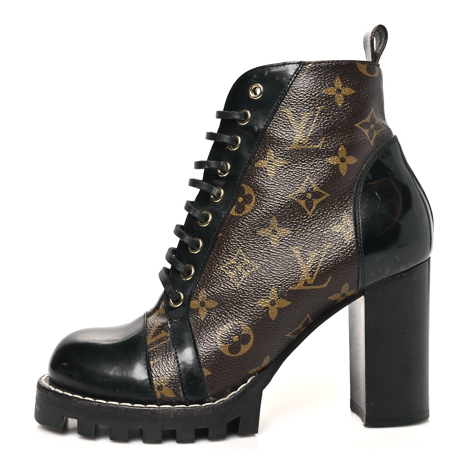 Louis Vuitton Patent Calfskin Monogram Star Trail Ankle Boots 38.5