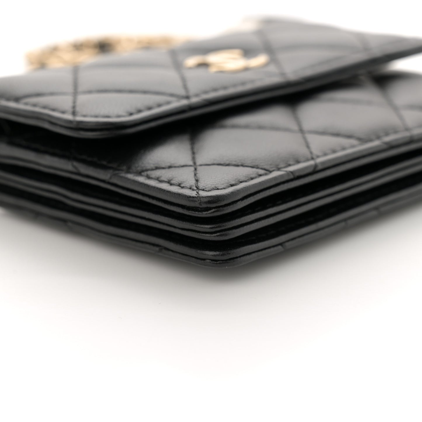 Lambskin Quilted My Chanel Lady Card Holder On Chain Black