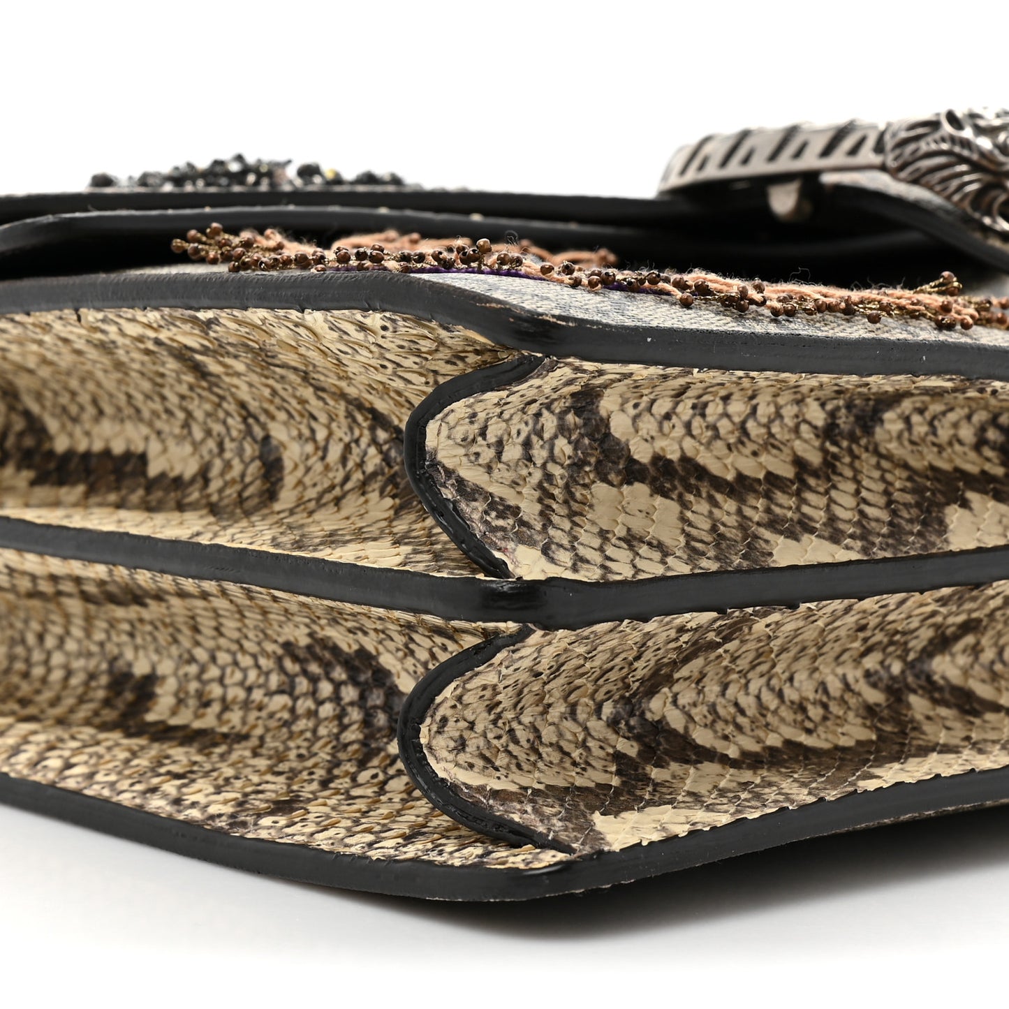 GG Supreme Monogram Snakeskin Crystal Embroidered Medium Dionysus Shoulder Bag