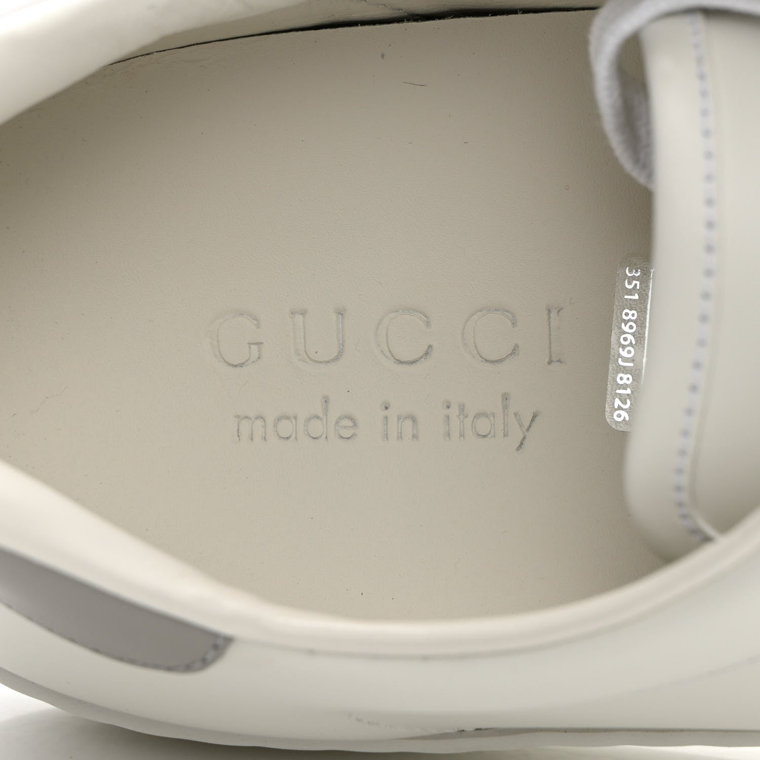 Gucci Calfskin Interlocking G Perforated Mens Ace Sneakers 9 White Grey Sky 7 of 11