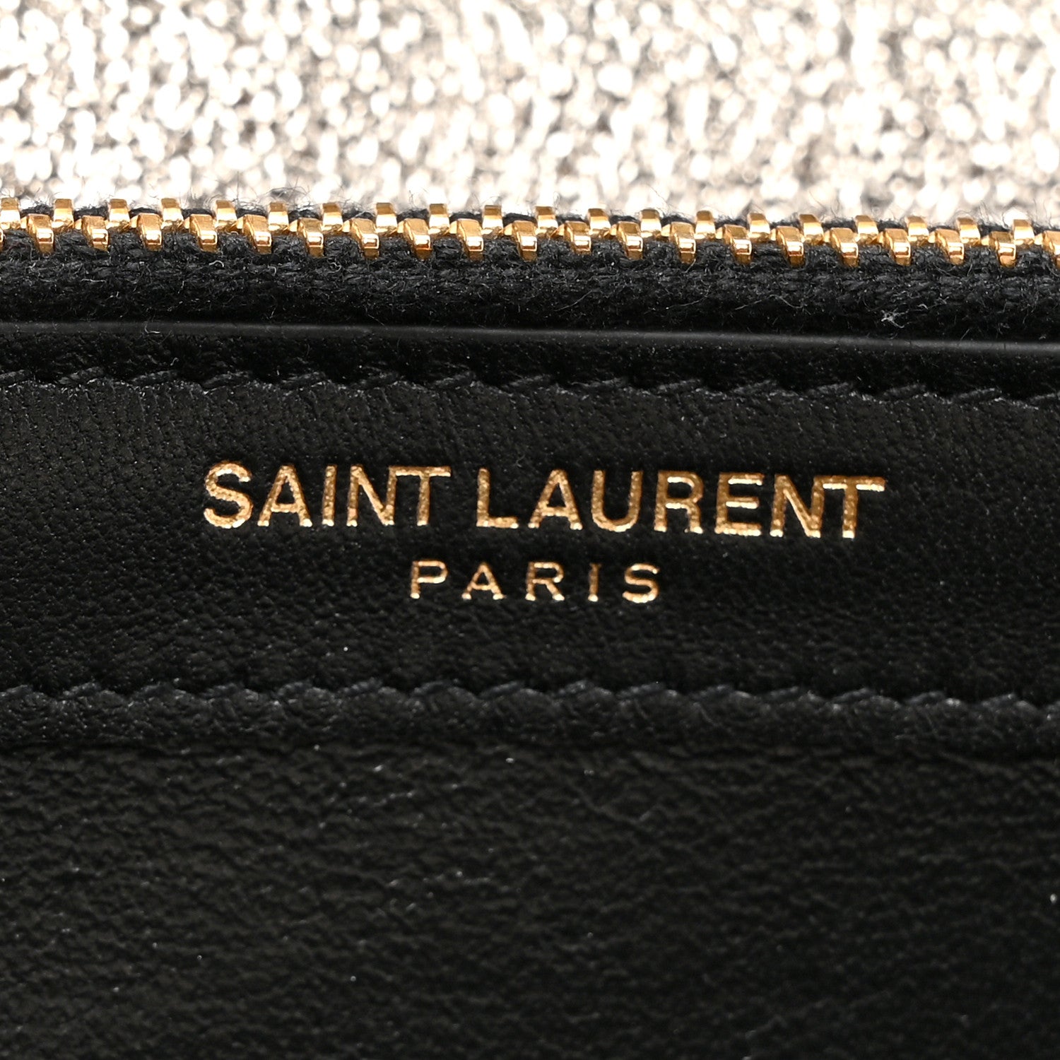 Saint Laurent Metallic Crackled Calfskin Matelasse Chevron Monogram Chain Wallet Gold 6 of 17
