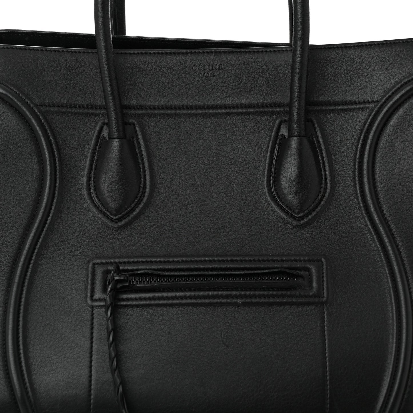 Grained Calfskin Medium Phantom Luggage Black