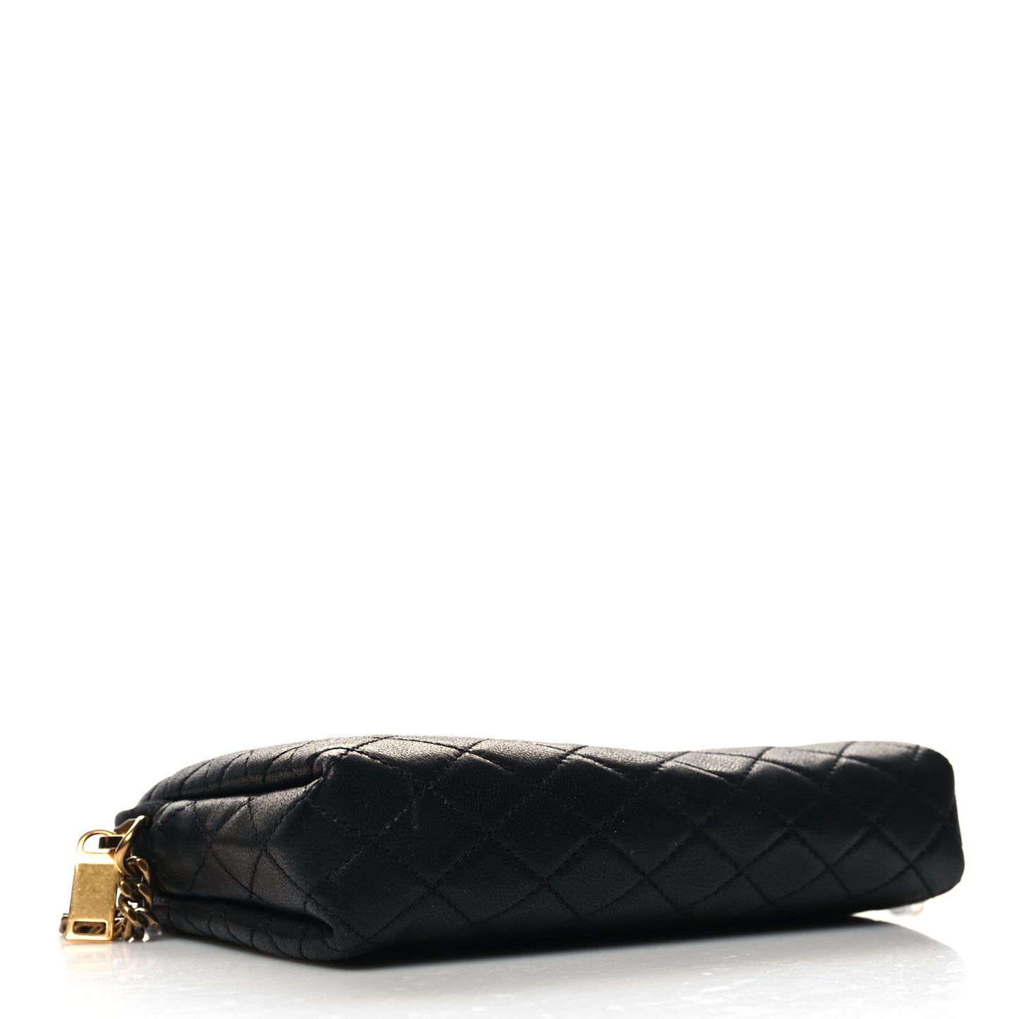 Lambskin Quilted Gaby Zipped Pouch Black
