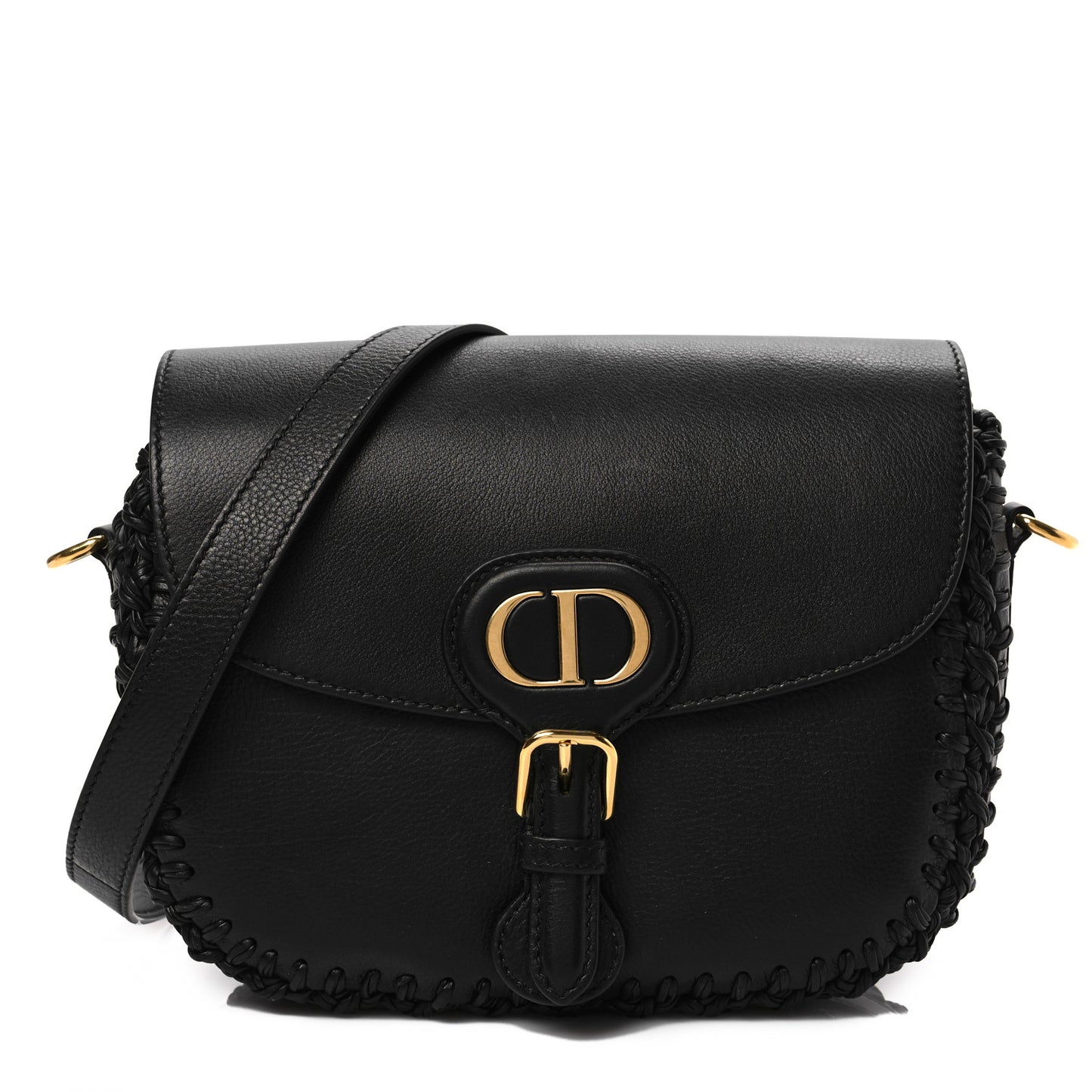 Grained Calfskin Medium Whipstitched Bobby Bag Black