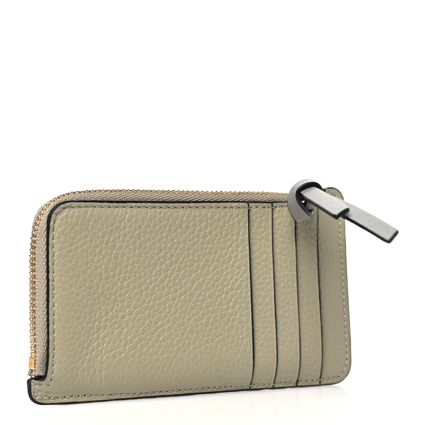 Soft Grained Calfskin Coin Card Holder Sage Green Dark Khaki Green