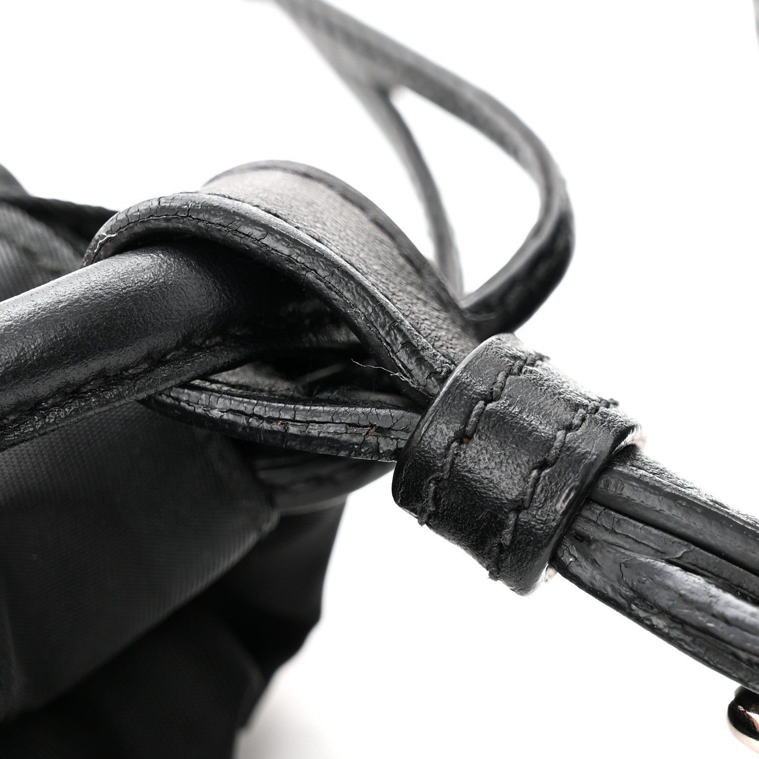 Prada Tessuto Nylon Velluto Ricamo Small Drawstring Bag Black 11 of 11