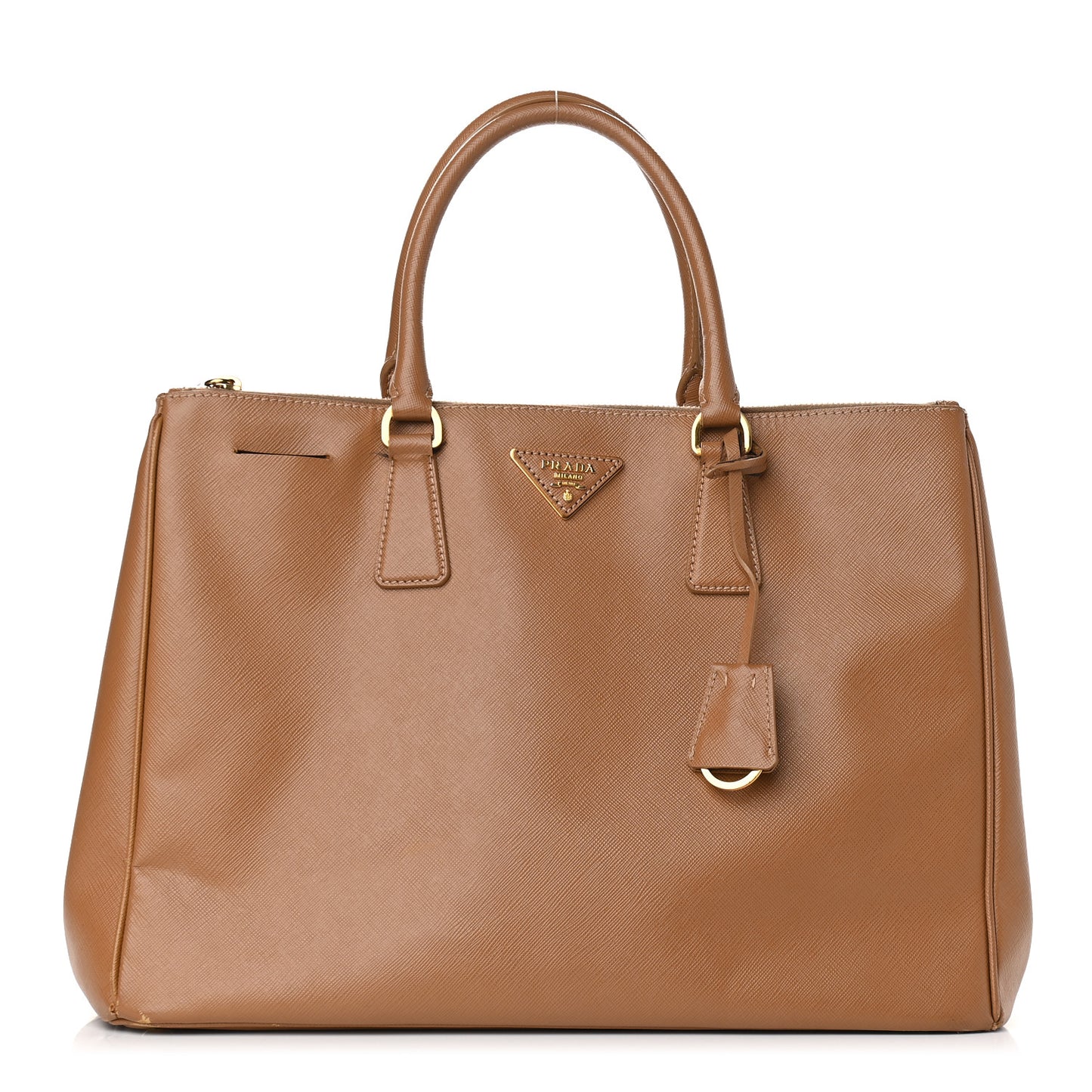 Saffiano Large Galleria Double Zip Tote Caramel