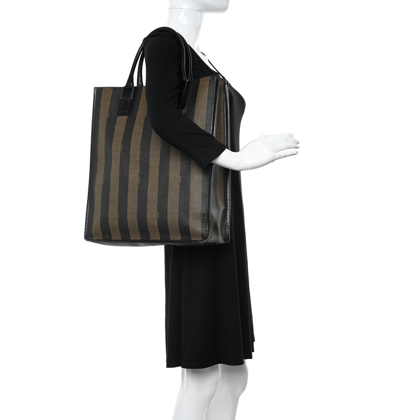 Calfskin Coated Canvas Pequin Tote Tobacco