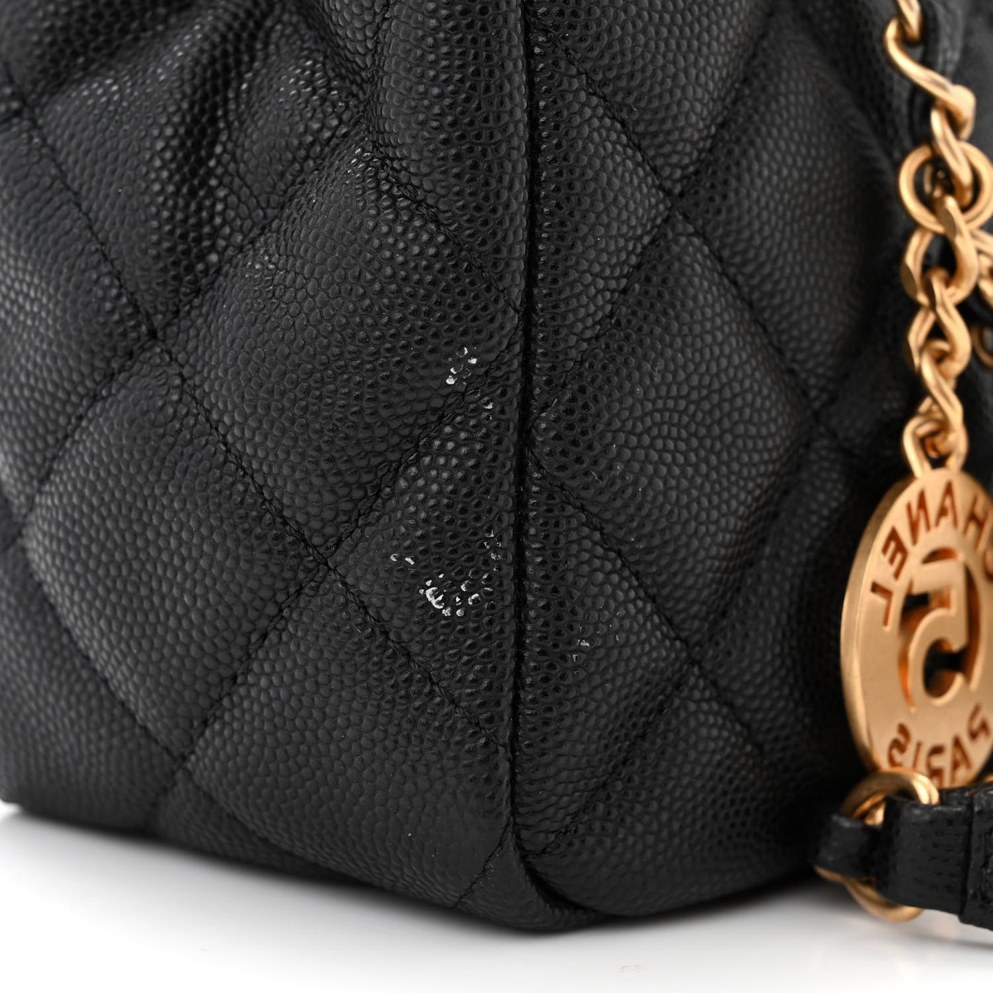 Caviar Quilted Wavy CC Hobo Black