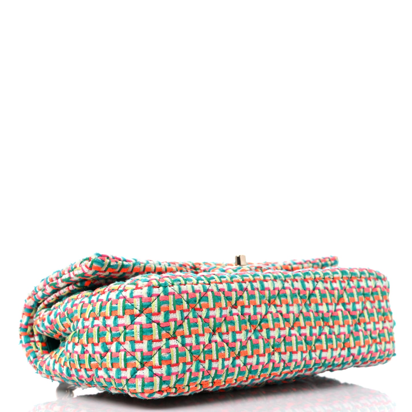 Tweed Quilted Medium Double Flap Multicolor Green