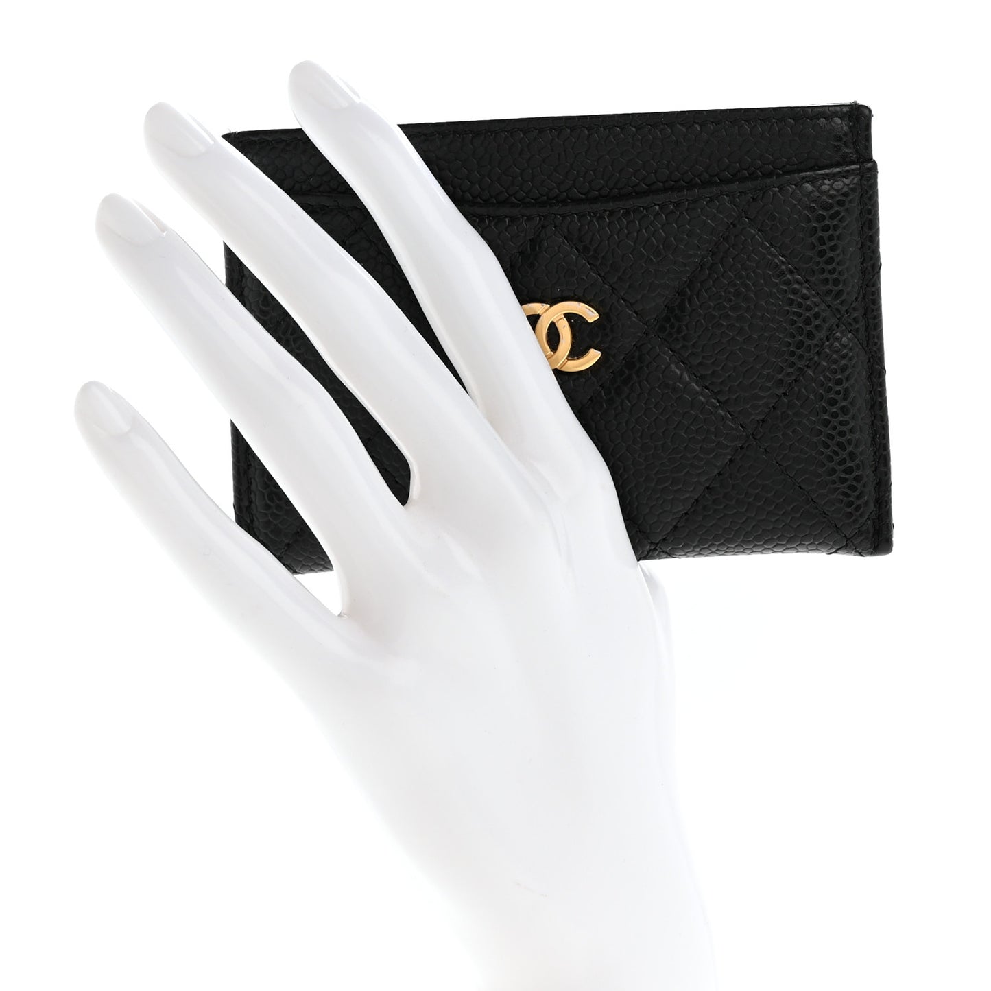 Caviar Quilted Card Holder Black