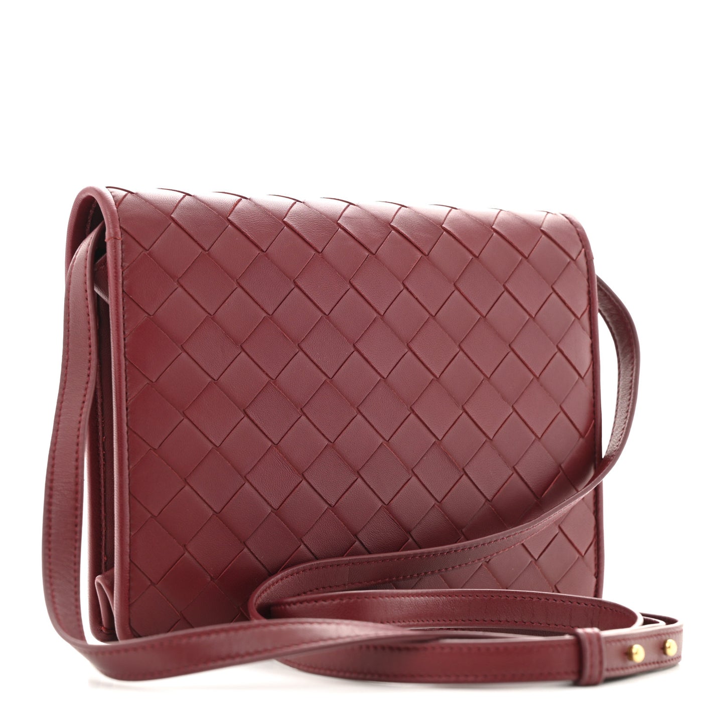 Nappa Intrecciato Flap Bag Burgundy