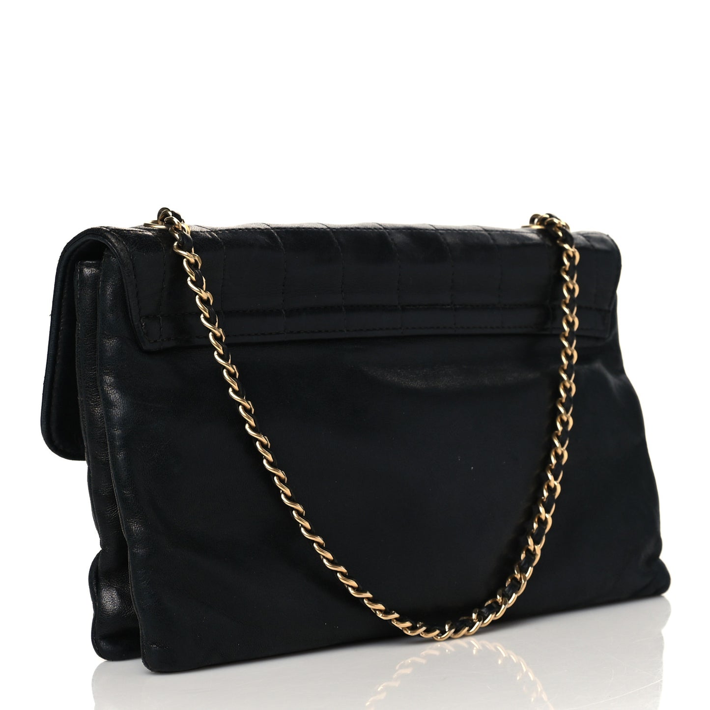 Lambskin Chocolate Bar Mademoiselle Flap Black