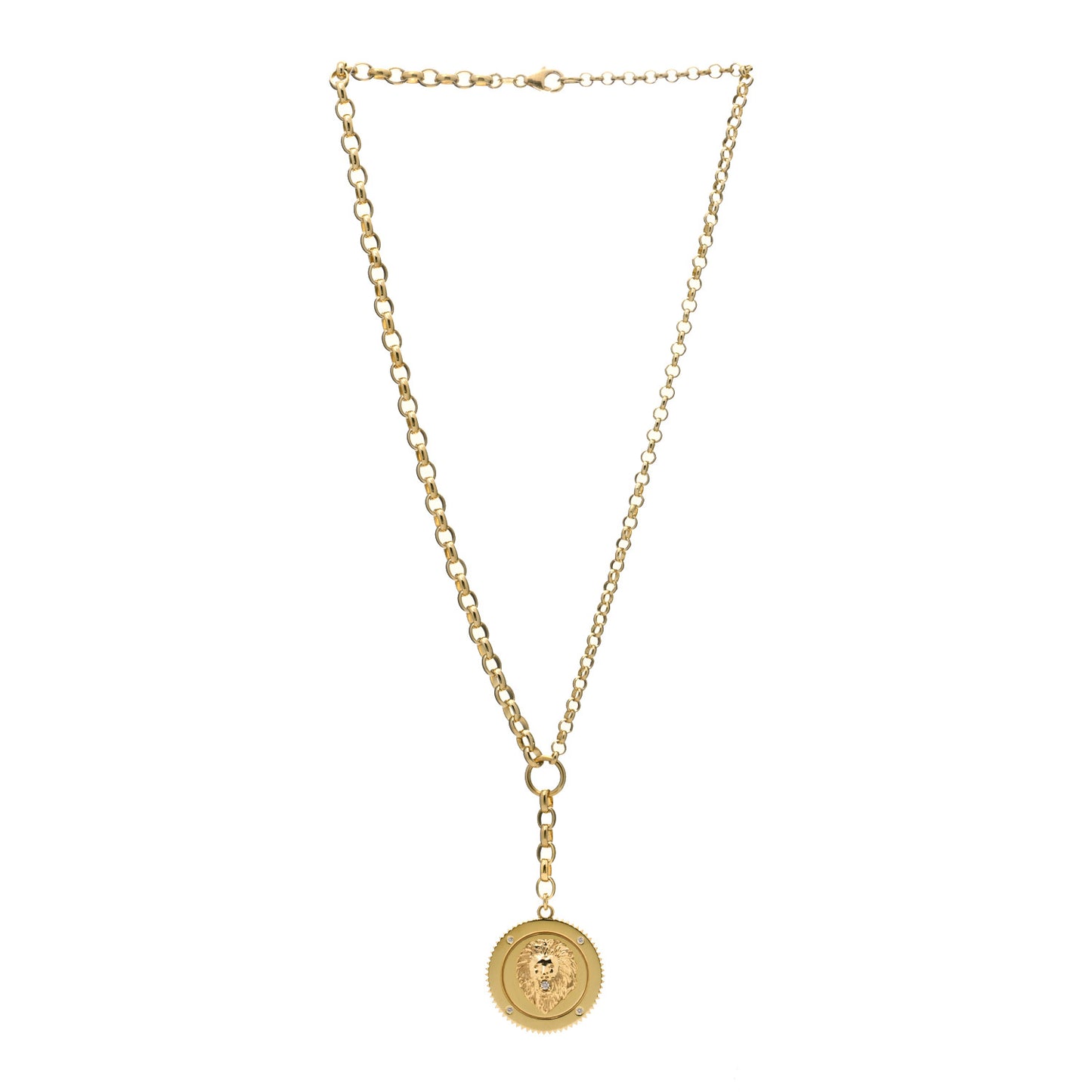18K Yellow Gold Large Strength Medallion Heavy Mixed Belcher Extension Chain Necklace