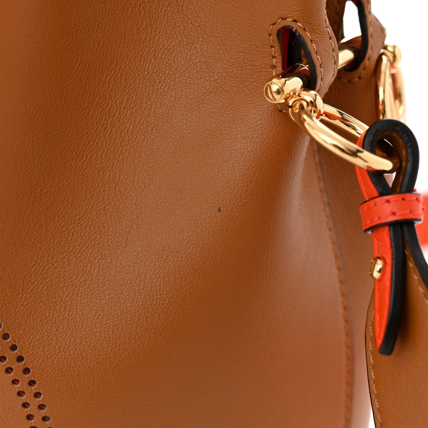 Vitello Grace F is Fendi Stamp Patch Perforated Small Mon Tresor Bucket Bag Nocciola