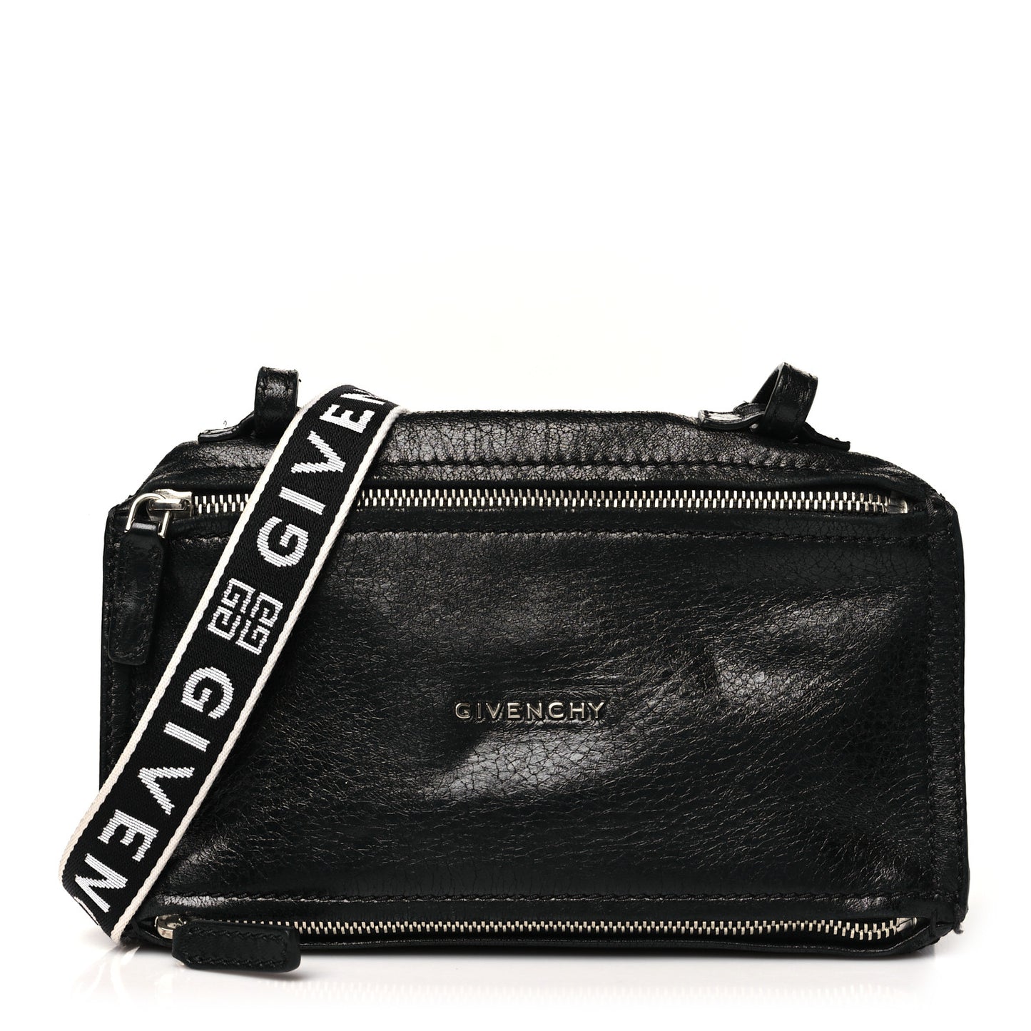 Crinkled Patent Deerskin Mini Pandora Black