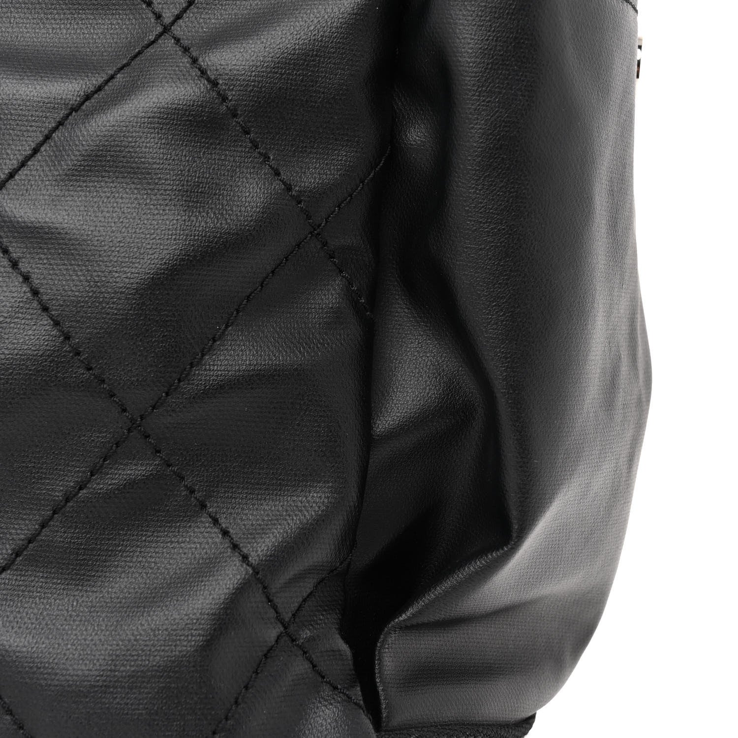 Chanel Coated Canvas Quilted Large Paris Biarritz Tote Black 12 of 16