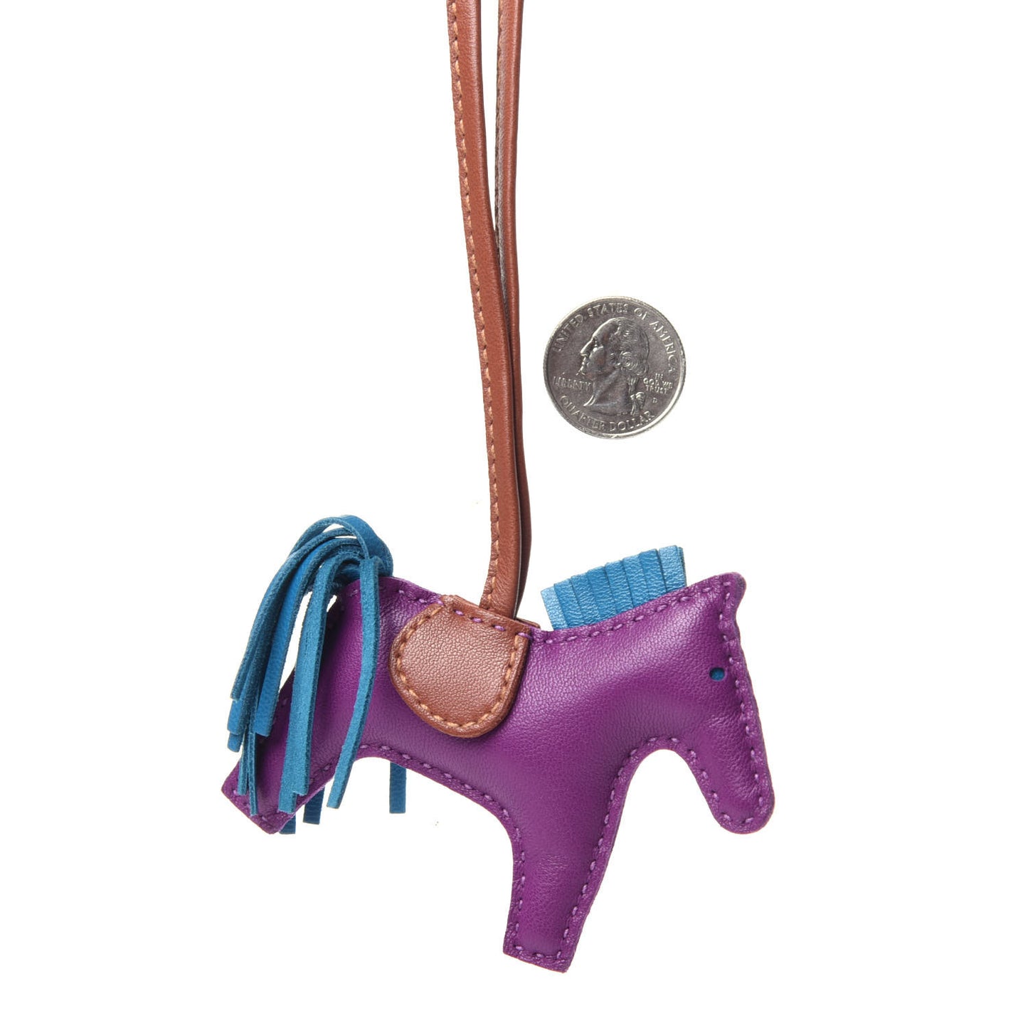 Milo Lambskin Grigri Rodeo Horse Bag Charm PM Anemone Bleu Izmir Fauve