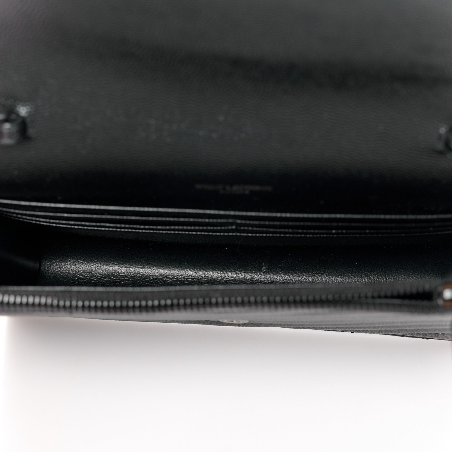 Saint Laurent Grain De Poudre Matelasse Chevron Monogram Monochrome Envelope Chain Wallet Black 5 of 9