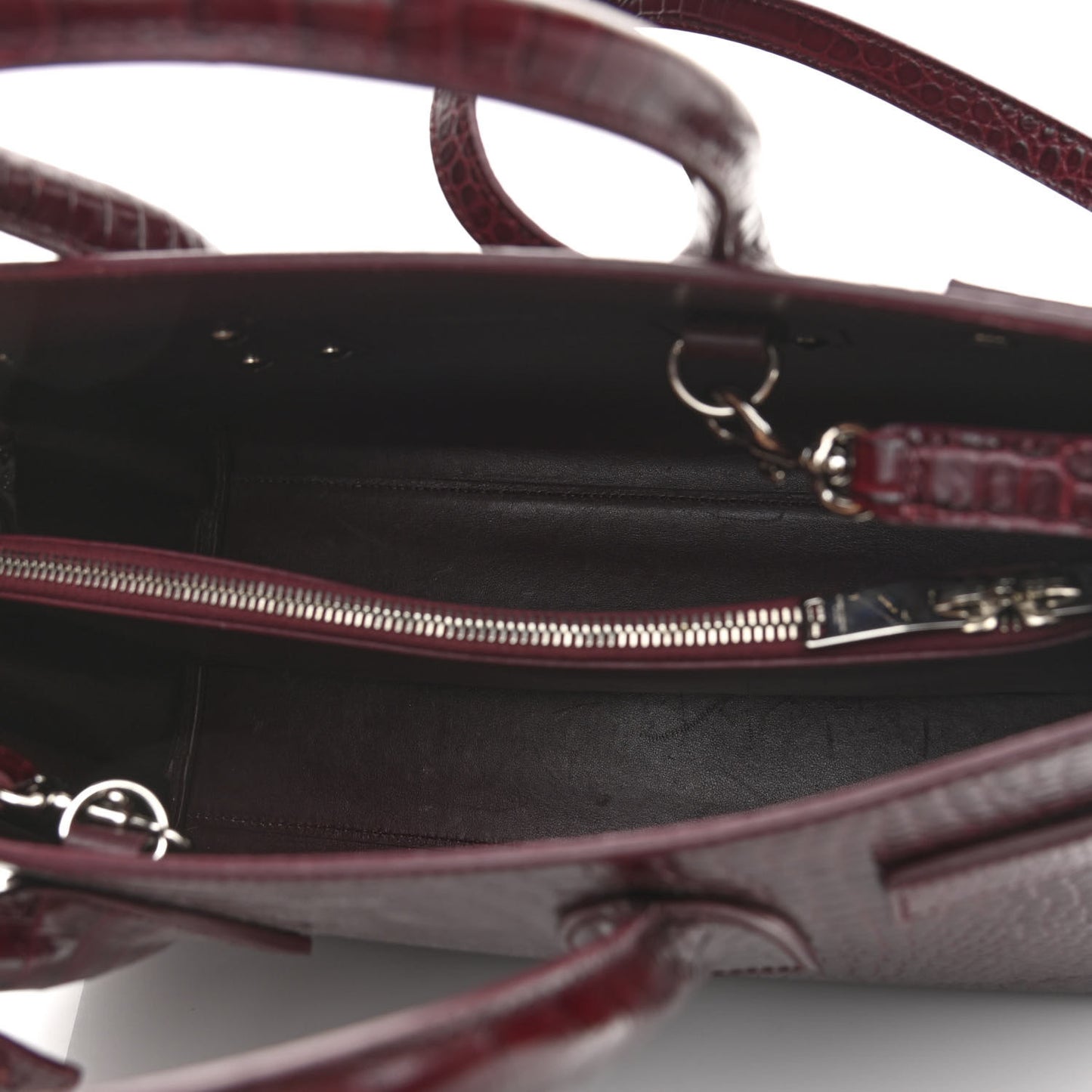 Calfskin Crocodile Embossed Small Sac de Jour Wine