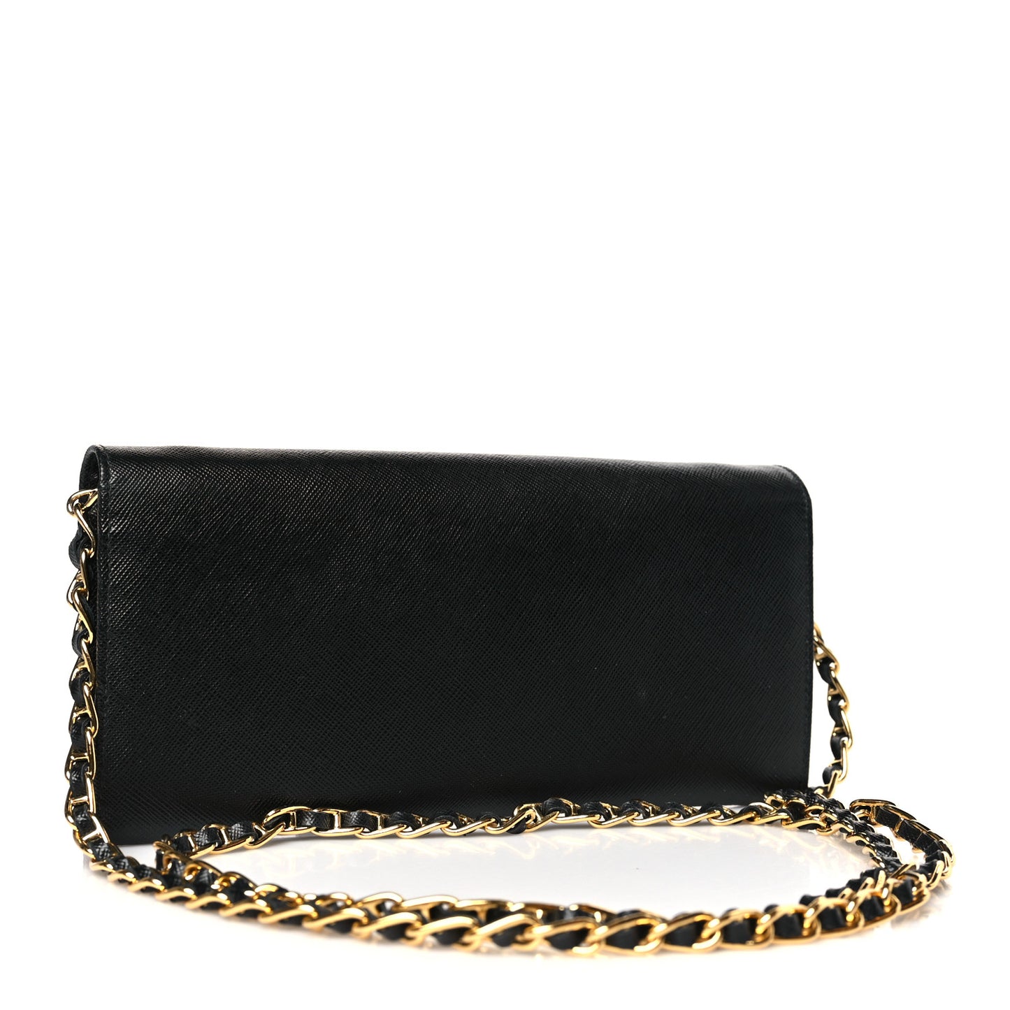 Saffiano Metal Oro Chain Wallet Black