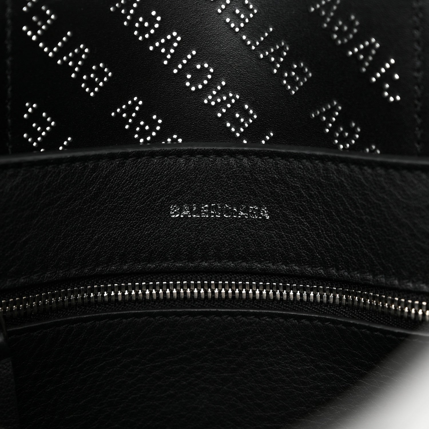 Balenciaga Metallic Calfskin Logo Perforated XXS Everyday Tote New Silver 6 of 14