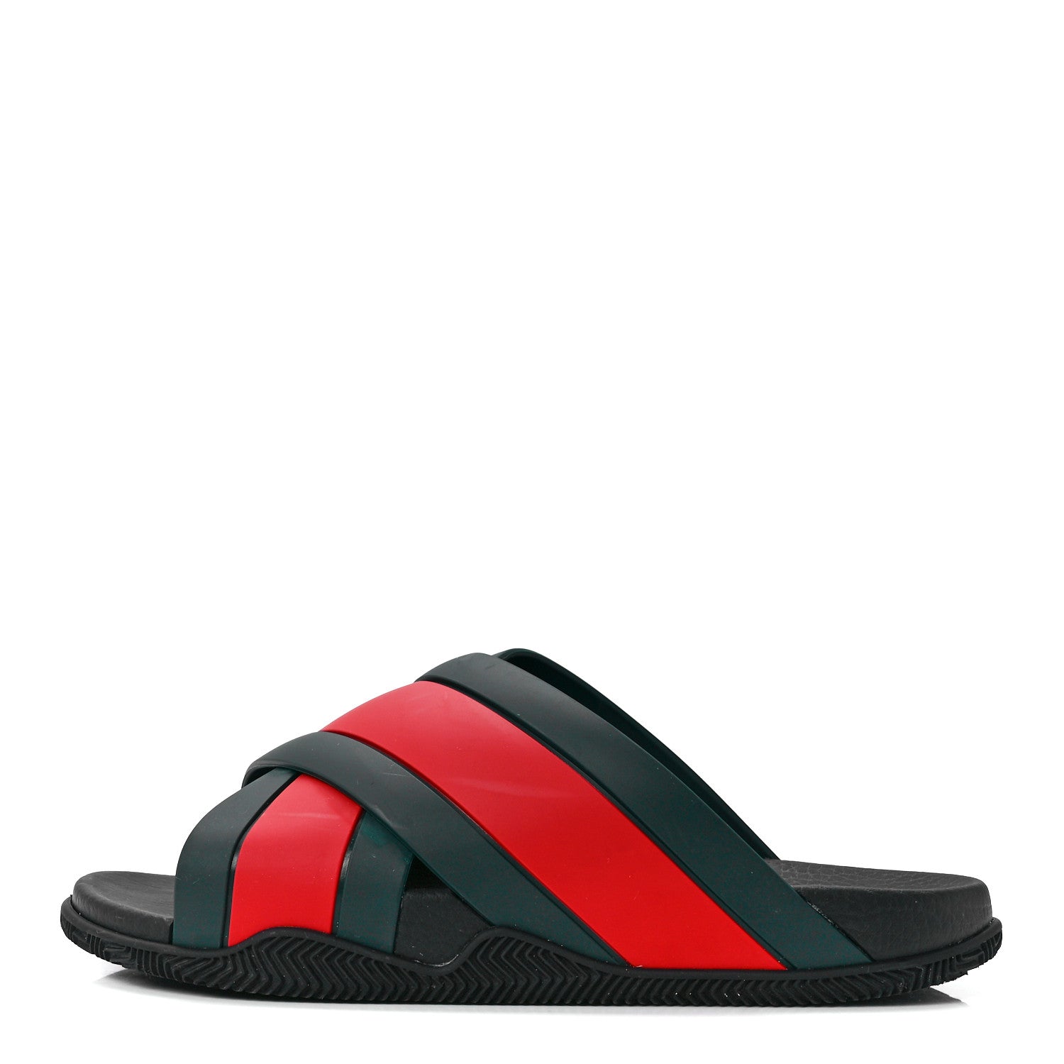Gucci Rubber Web Mens Criss Cross Slide Sandals 9 Green Red 