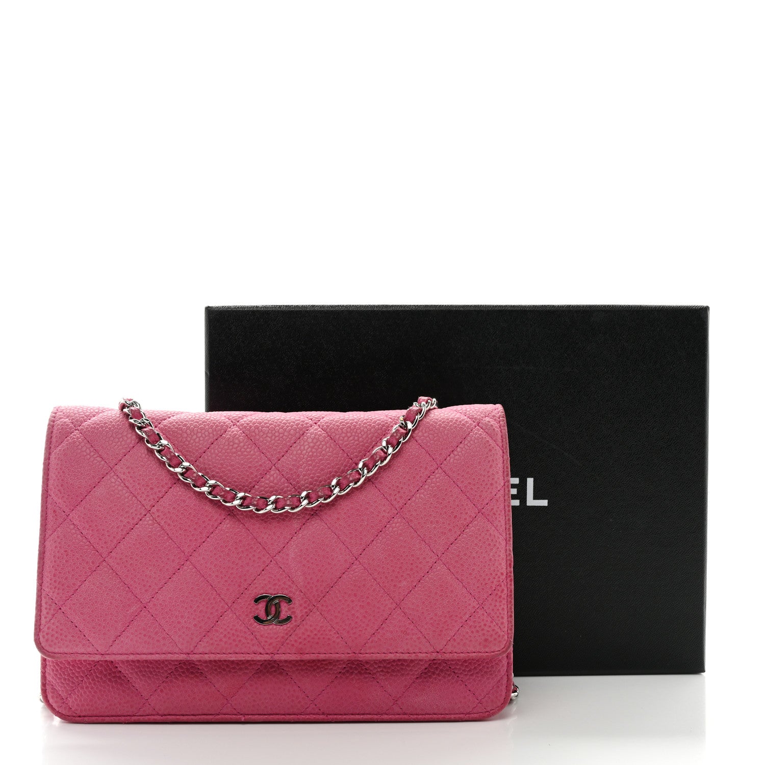 Chanel Iridescent Caviar Quilted Wallet on Chain WOC Pink 14 of 14