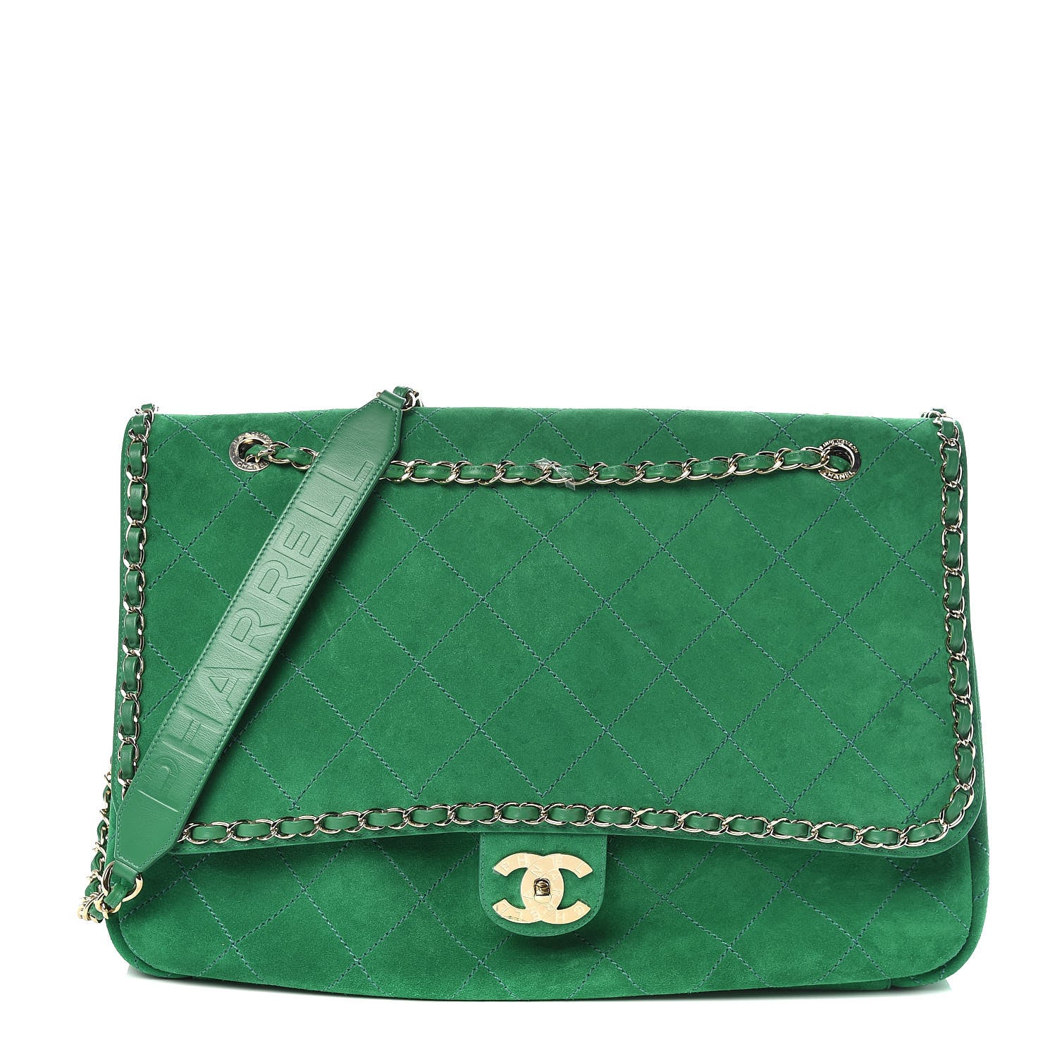 Chanel x Pharrell Williams Suede Lambskin XXL Flap Bag Green