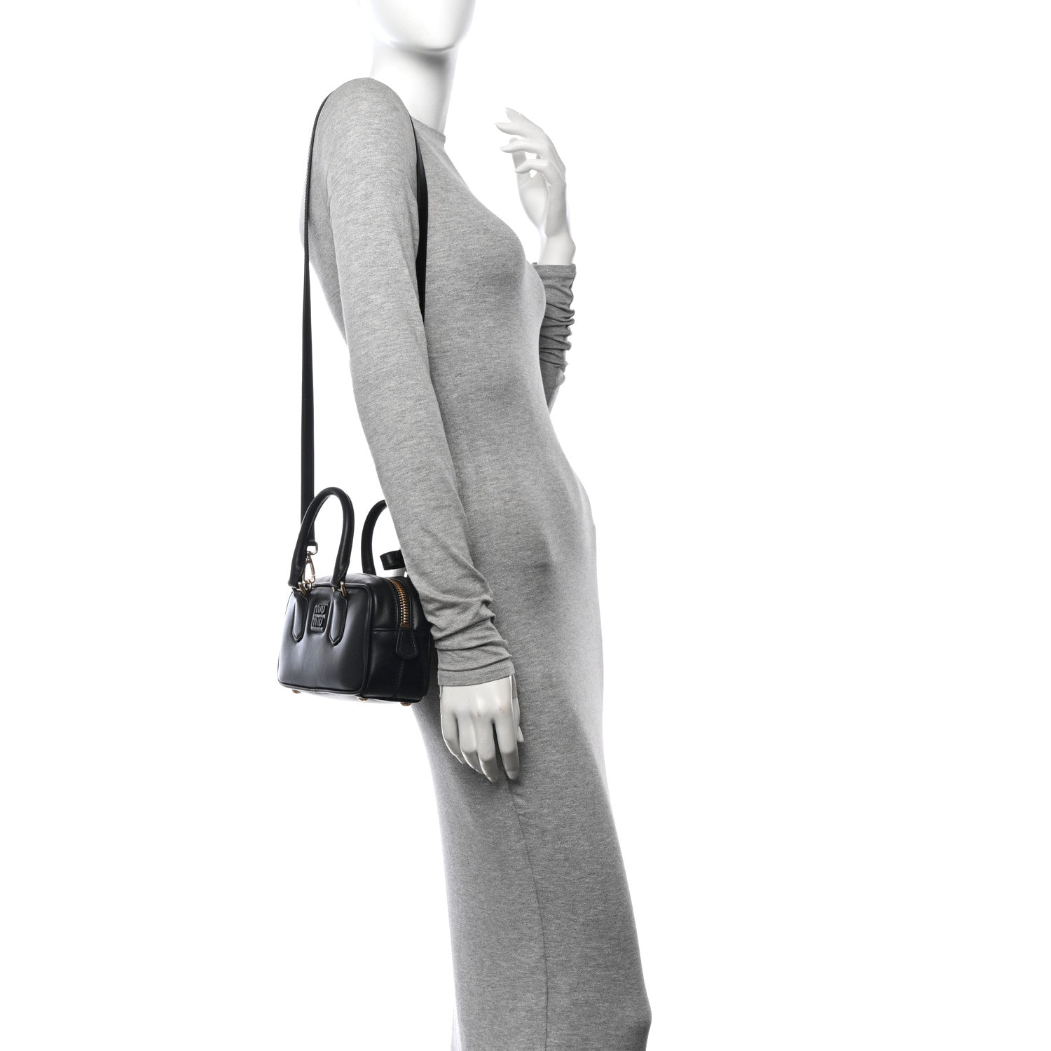 Miu Miu Calfskin Mini Arcadie Top Handle Bag Black 2 of 9